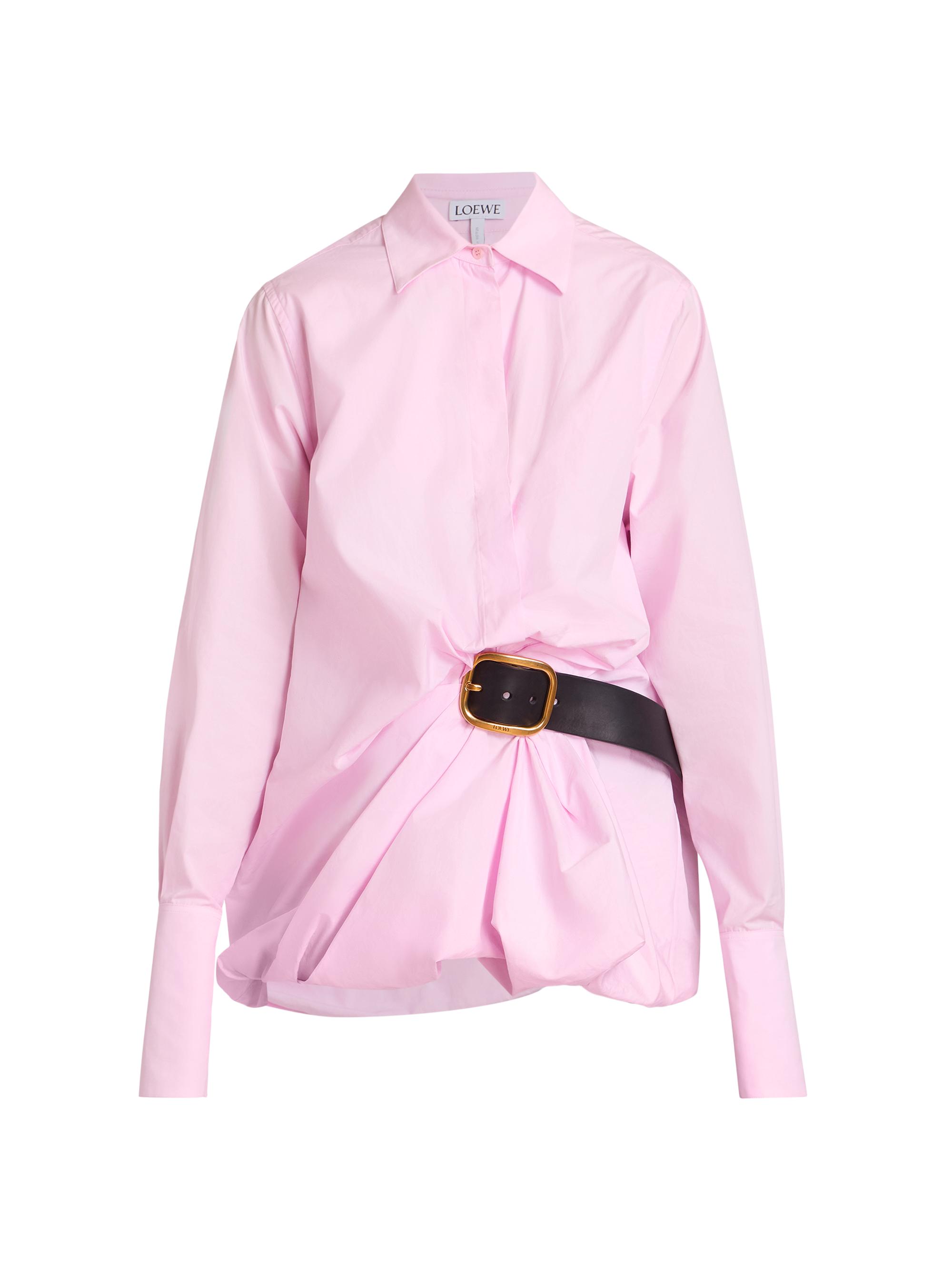 LOEWE Women's Belted Cotton-Blend Shirt - Pink