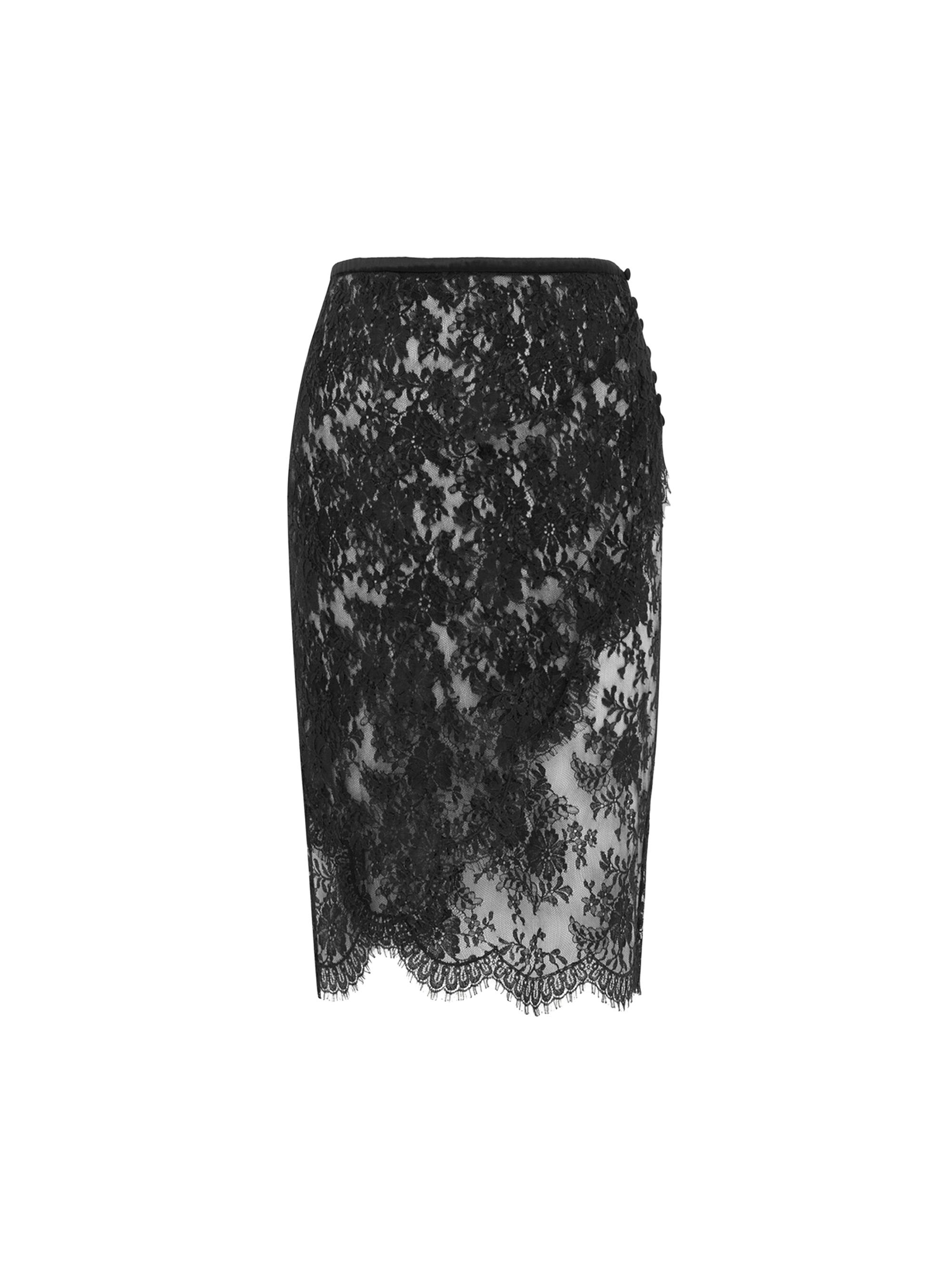 Saint Laurent Wrap Pencil Skirt in Lace | Saks Fifth Avenue