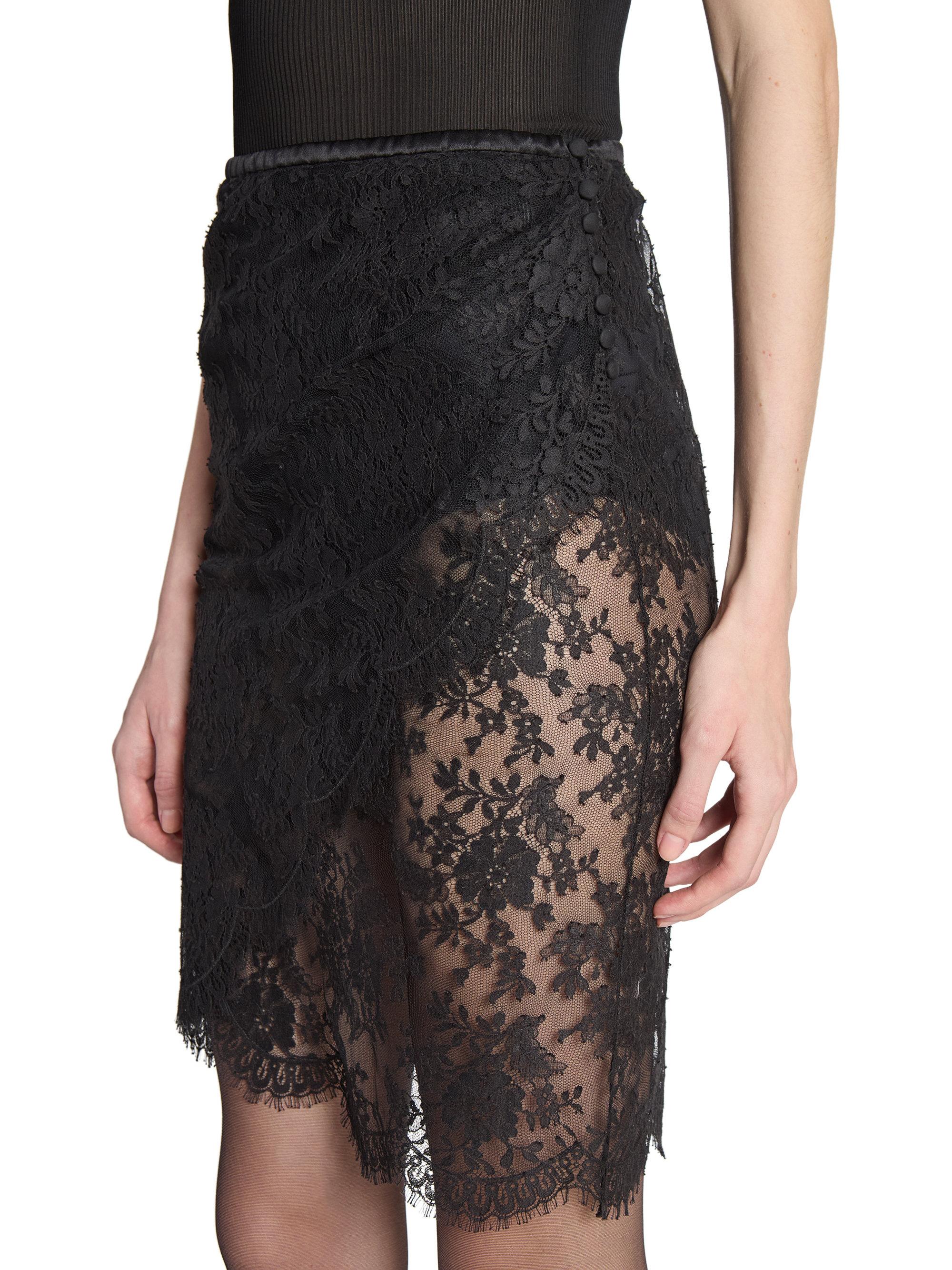 Saint Laurent Wrap Pencil Skirt in Lace | Saks Fifth Avenue