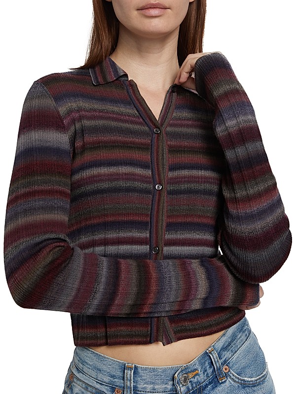 Shop Re/done Rib-Knit Stripe Polo Cardigan | Saks Fifth Avenue Shop Re/done Rib-Knit Stripe Polo Cardigan | Saks Fifth Avenue