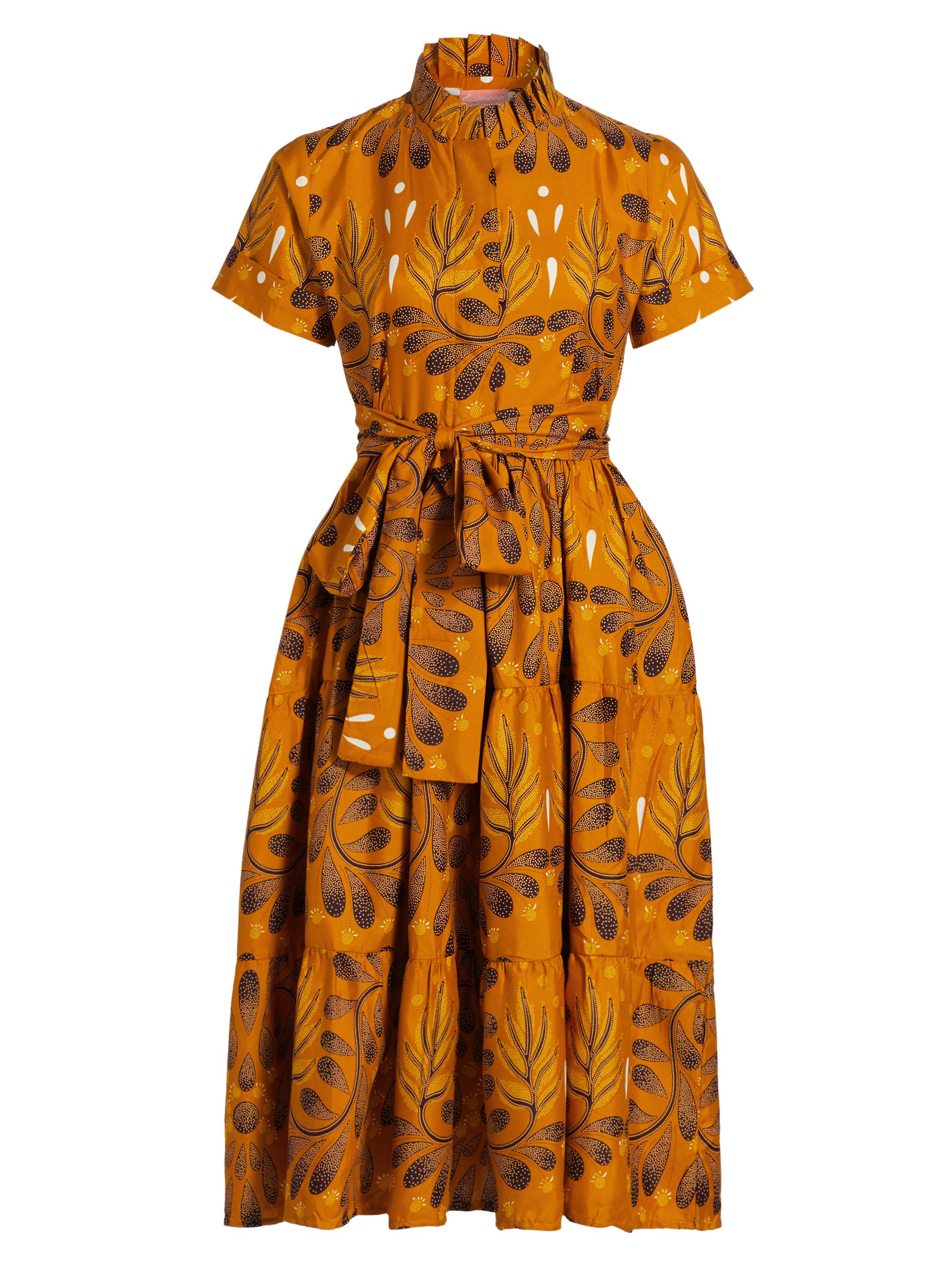Elisamama Women's Olori Printed Midi-Shirtdress - Mustard