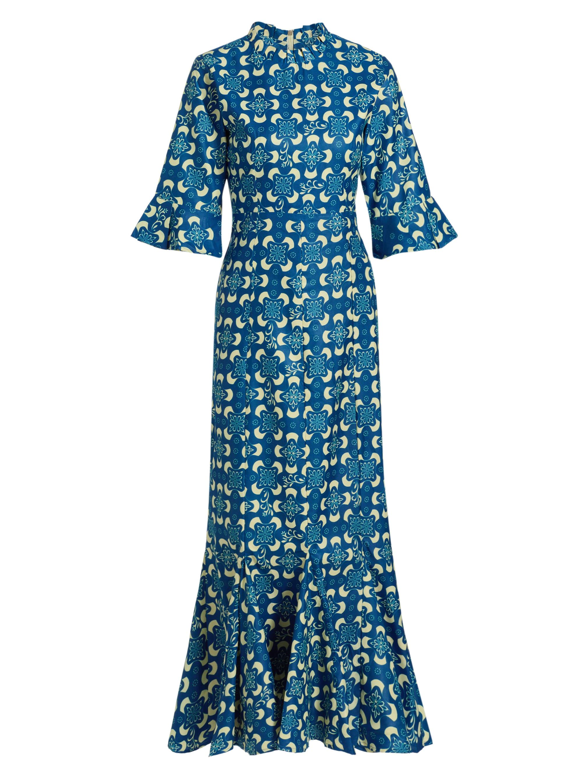 Elisamama Women's Tiwa Printed Cotton Maxi Dress - Blue