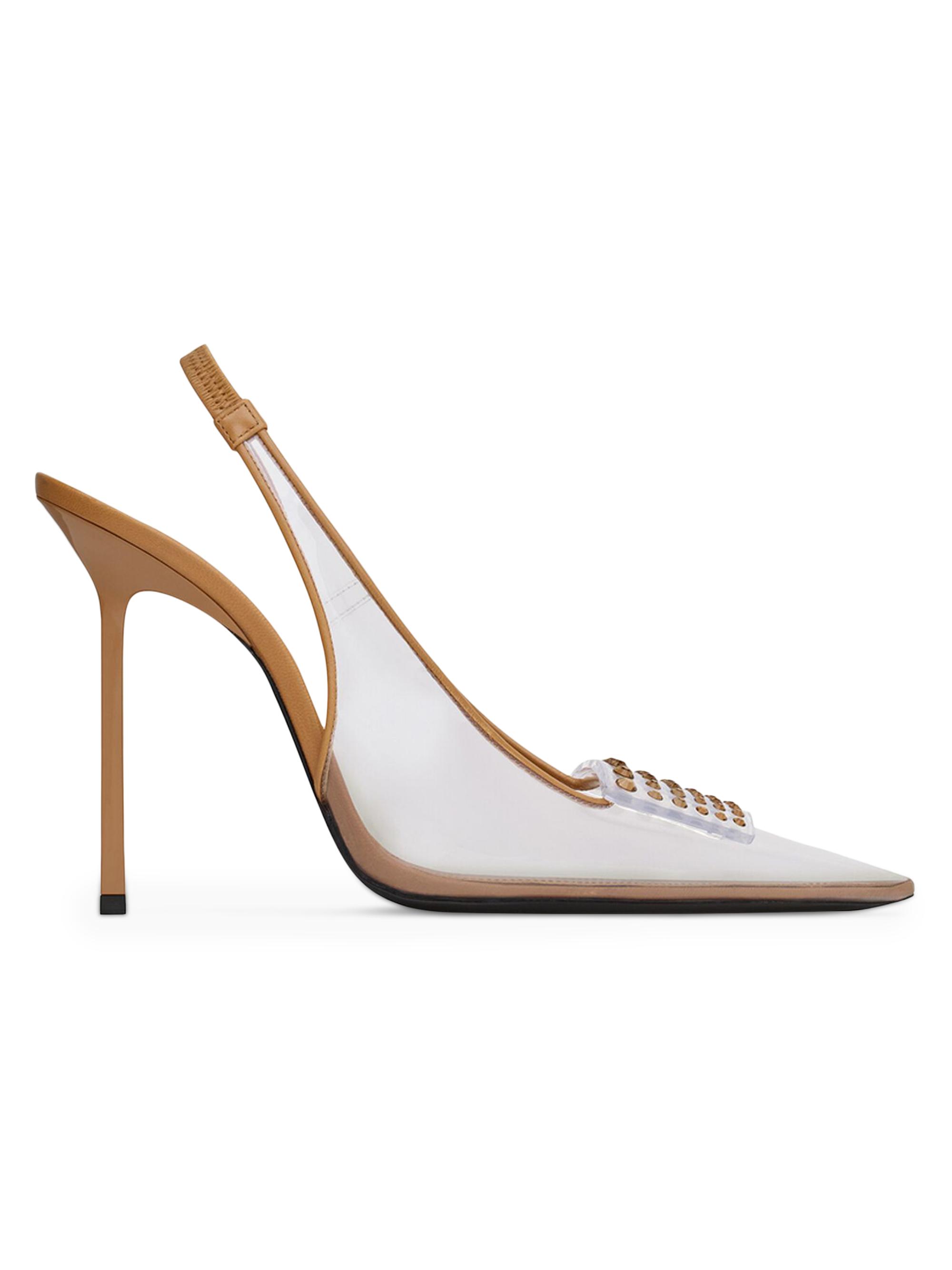 Saint Laurent Women's Jive Slingback Pumps in TPU and Rhinestones - Transparent And Macadamia