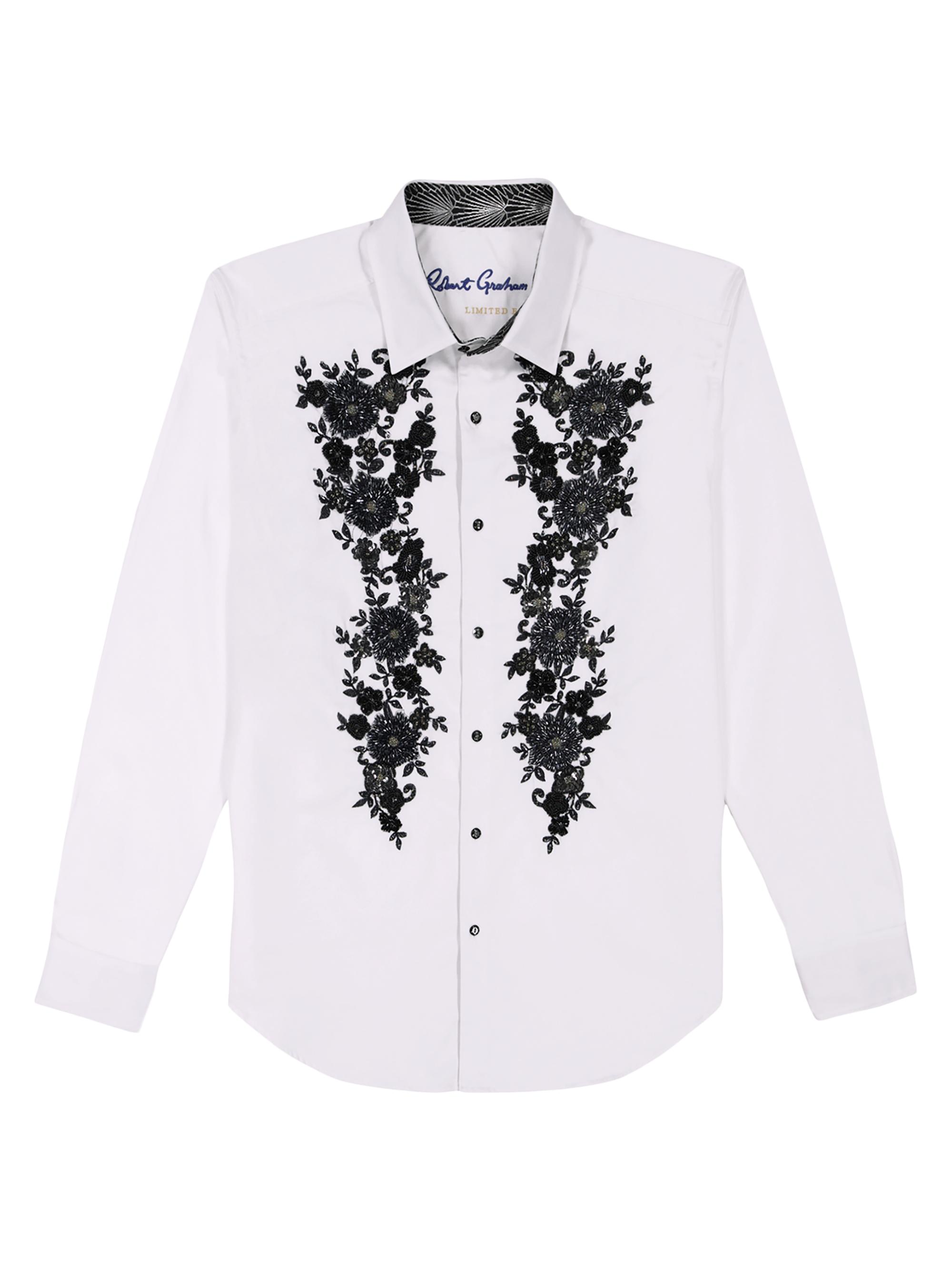 Robert Graham Men's Deco Dave Beaded Floral Shirt - White