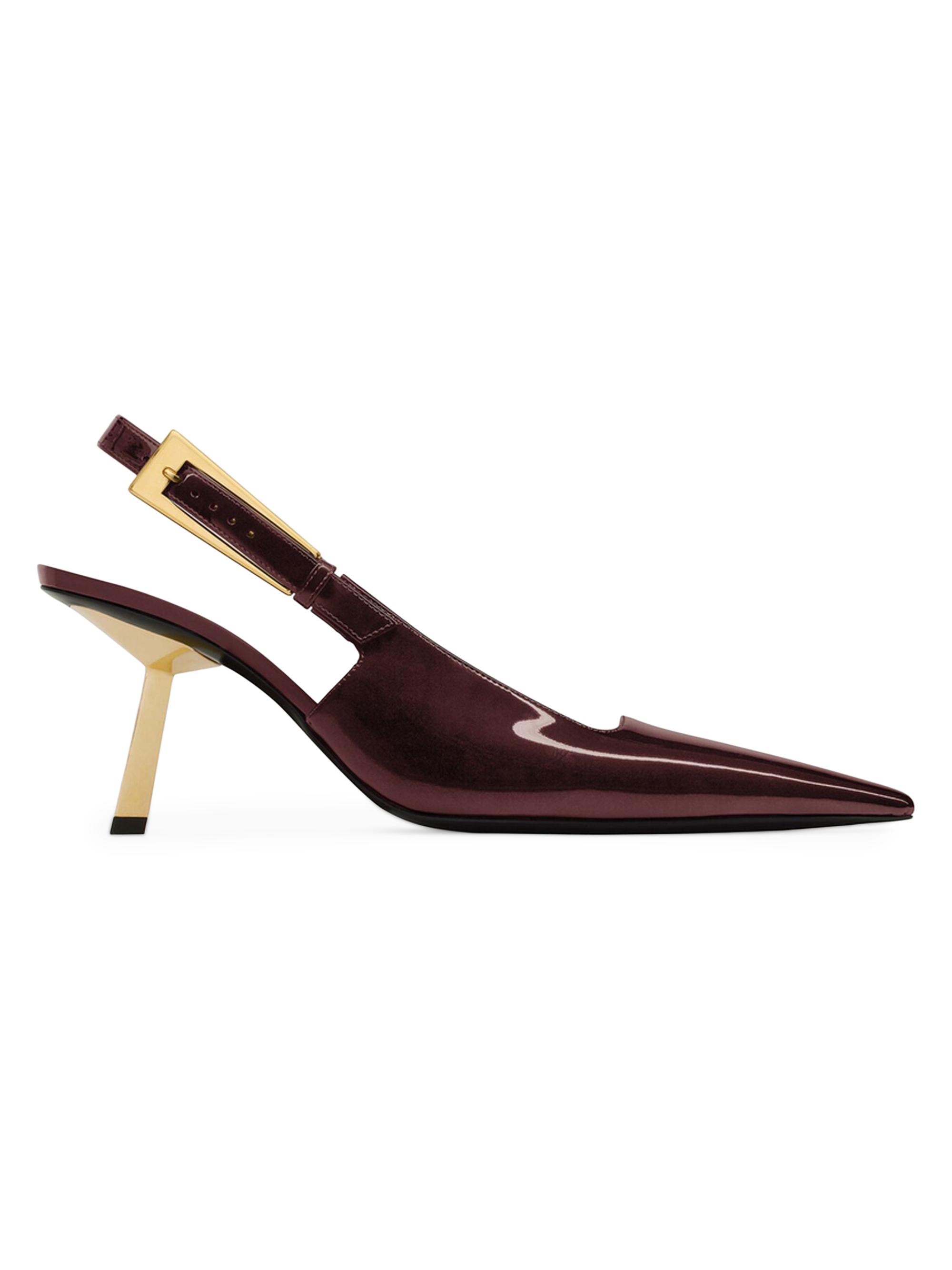 Saint Laurent Women's Lee Slingback Pumps in Patent Leather - Marron Glace