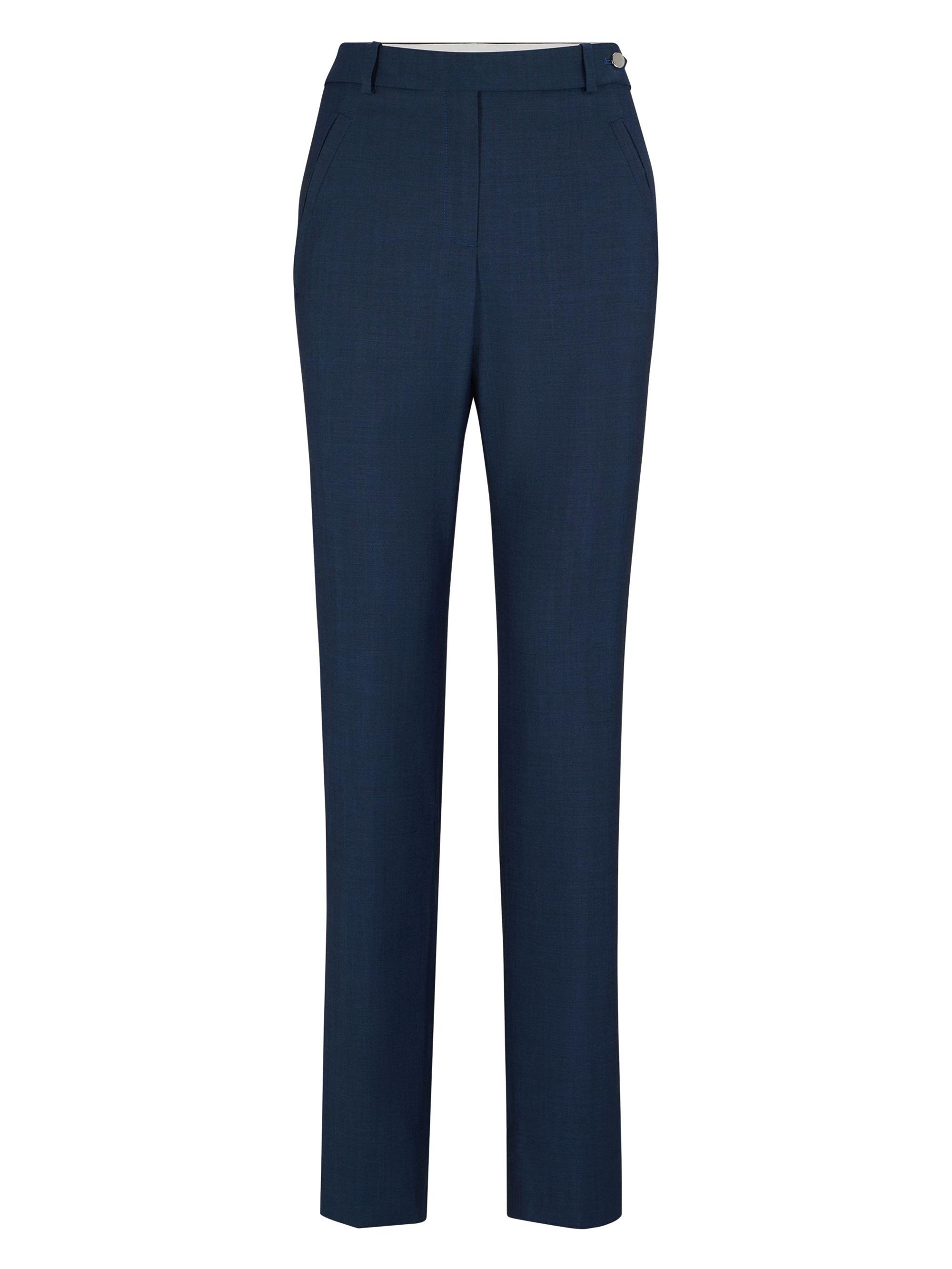 BOSS Women's Relaxed-Fit Trousers in Denim-Effect Wool Twill - Light Blue