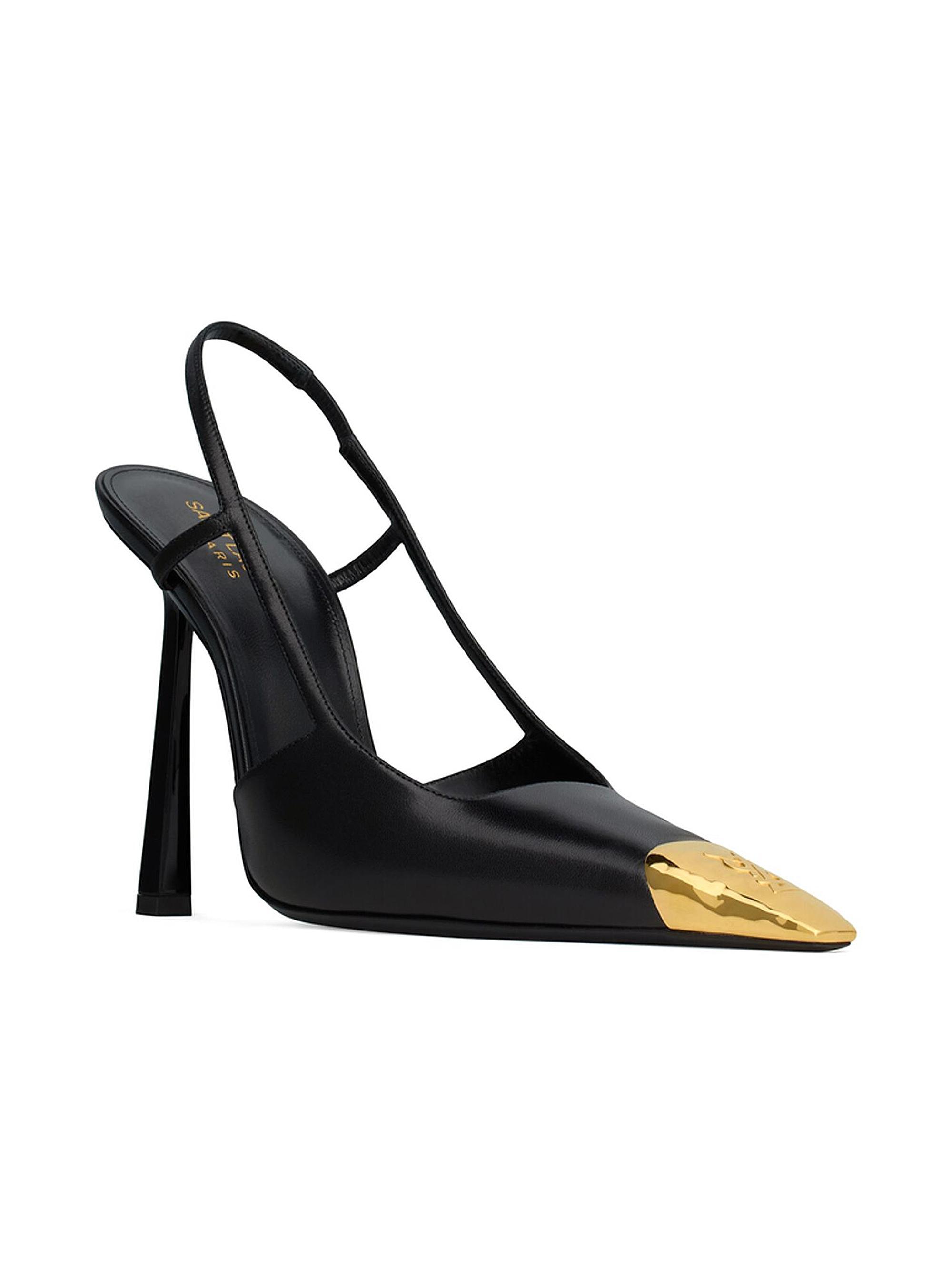 Saint Laurent Women's Jeanne Slingback Pumps in Smooth Leather - Black And Gold