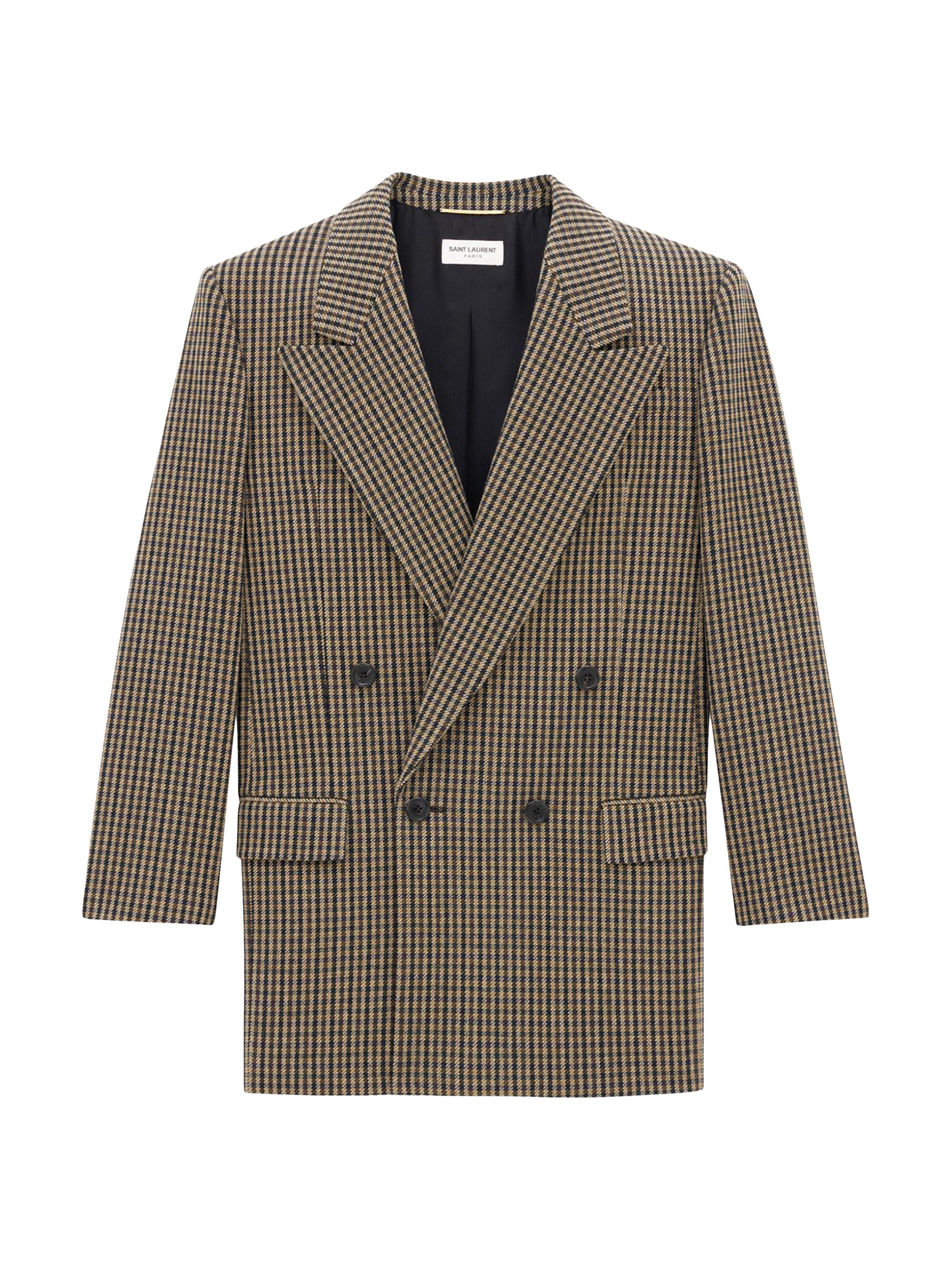 Saint Laurent Women's Jacket in Vichy Wool - Beige Multi