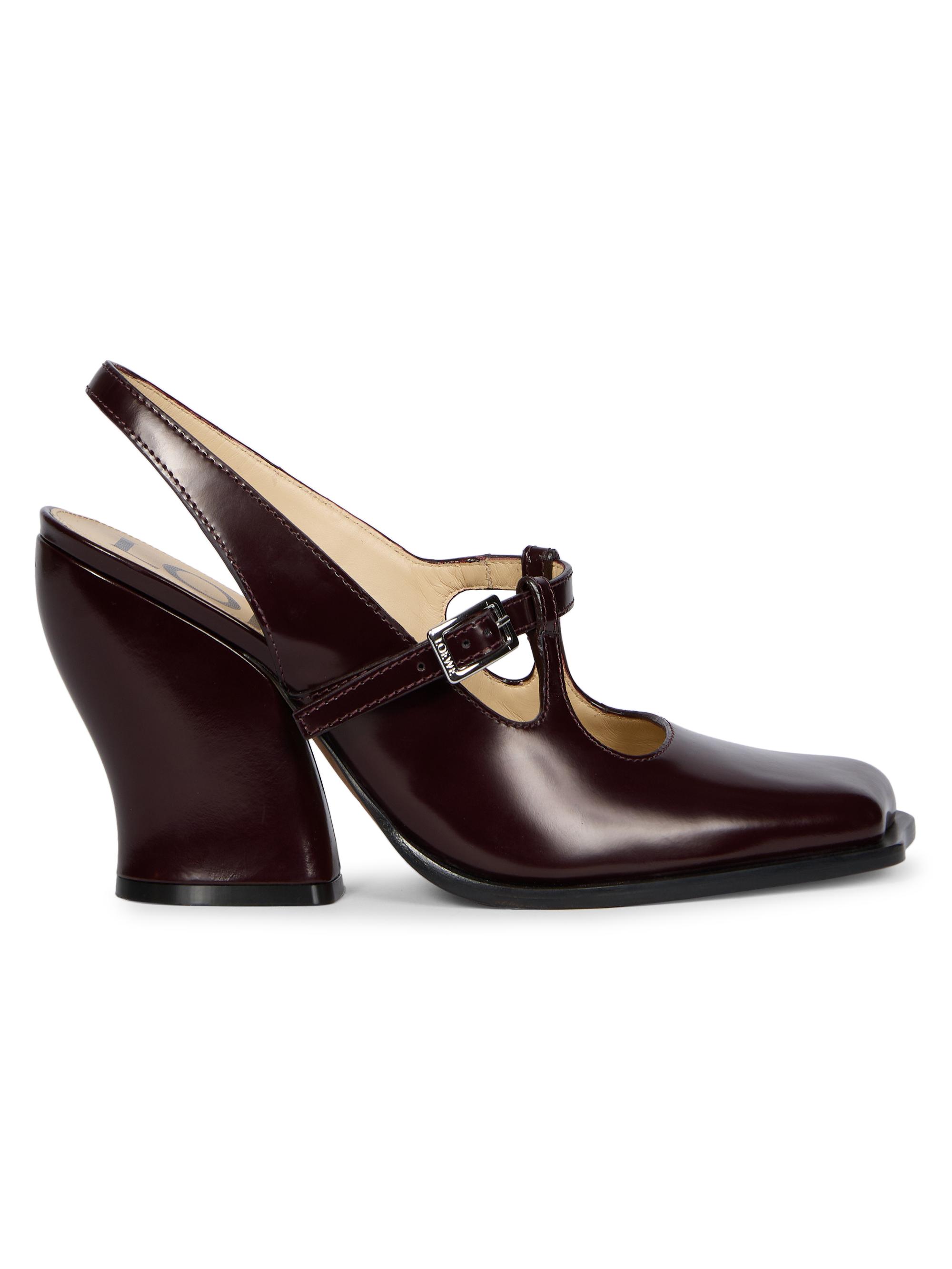 LOEWE Women's Onda Leather Slingback Pumps - Burgundy - Women's Clothing