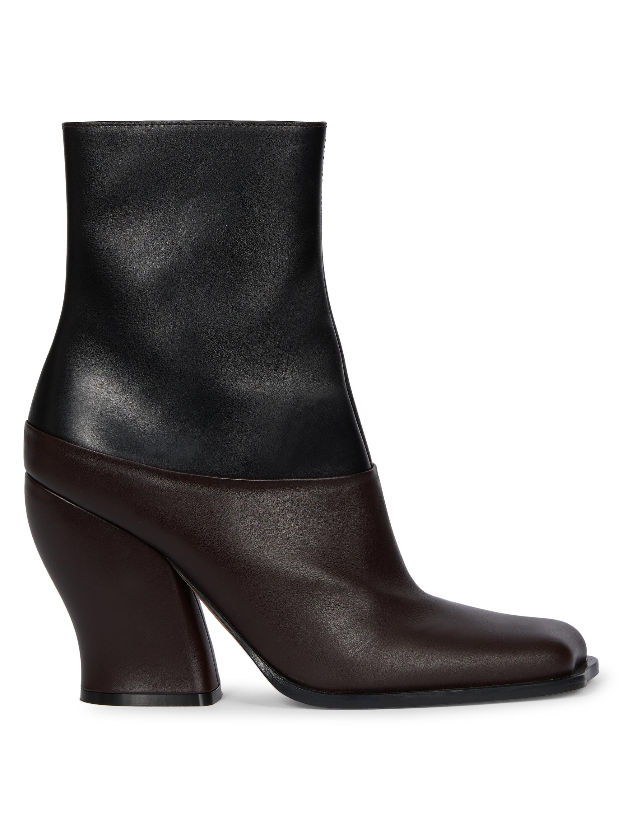 LOEWE Women's Onda 90MM Colorblocked Leather Booties - Black Dark Brown