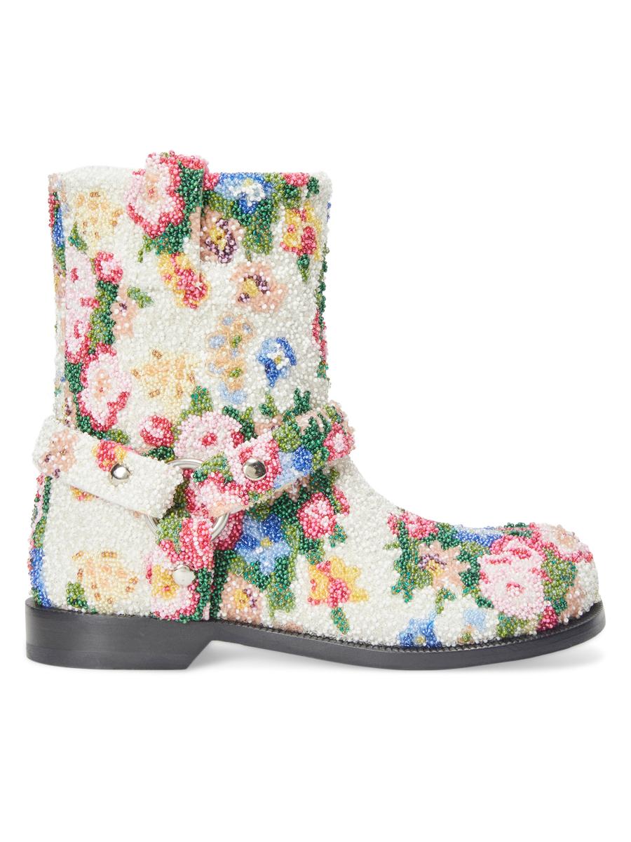 LOEWE Campo Beaded Leather Biker Boots | Saks Fifth Avenue