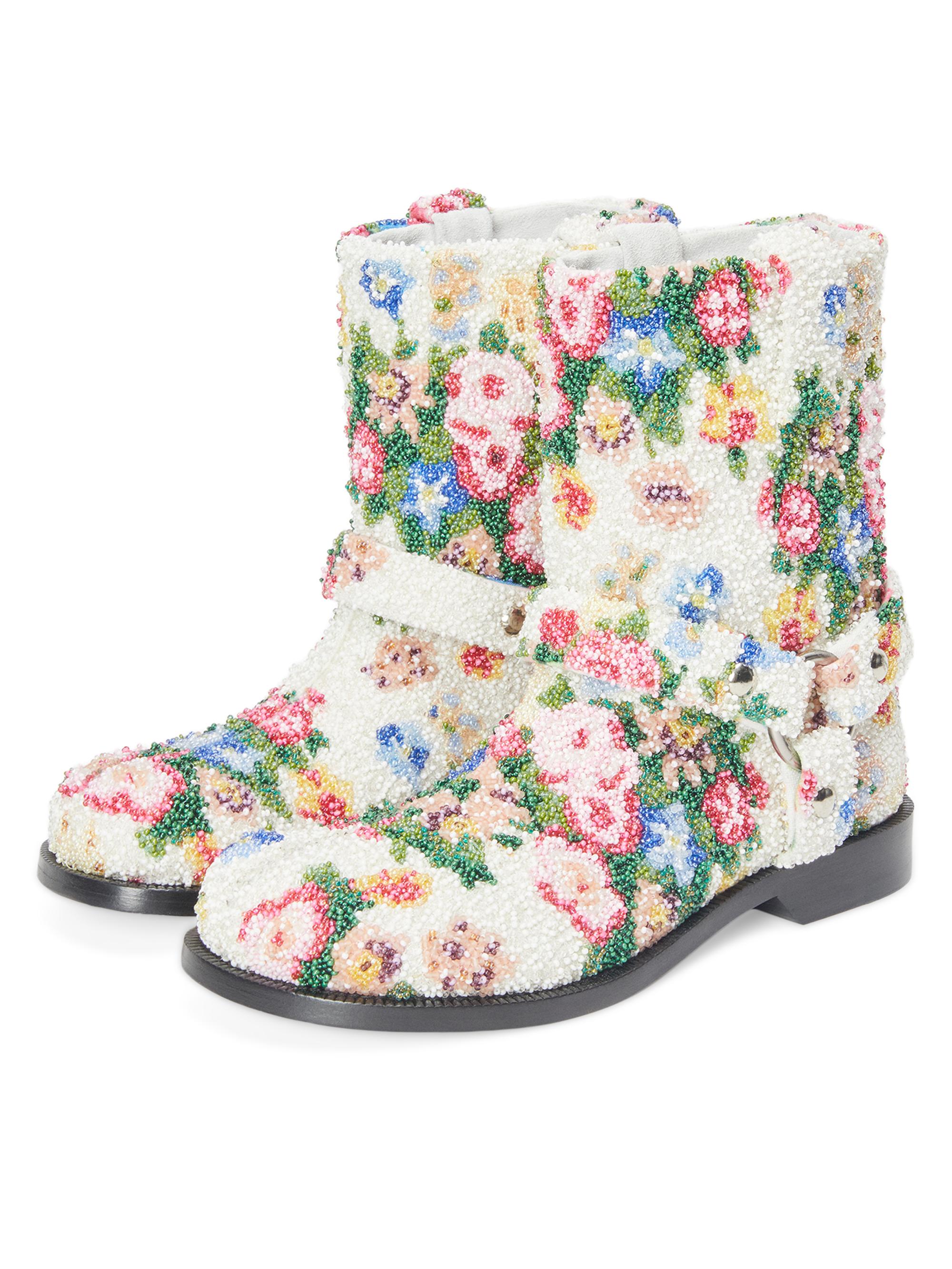 新品 マメクロゴウチ Floral Jacquard Boots 24.5 Mame Kurogouchi：Floral Jacquard Boots - BORDOUX - ORANN ONLINE SHOP