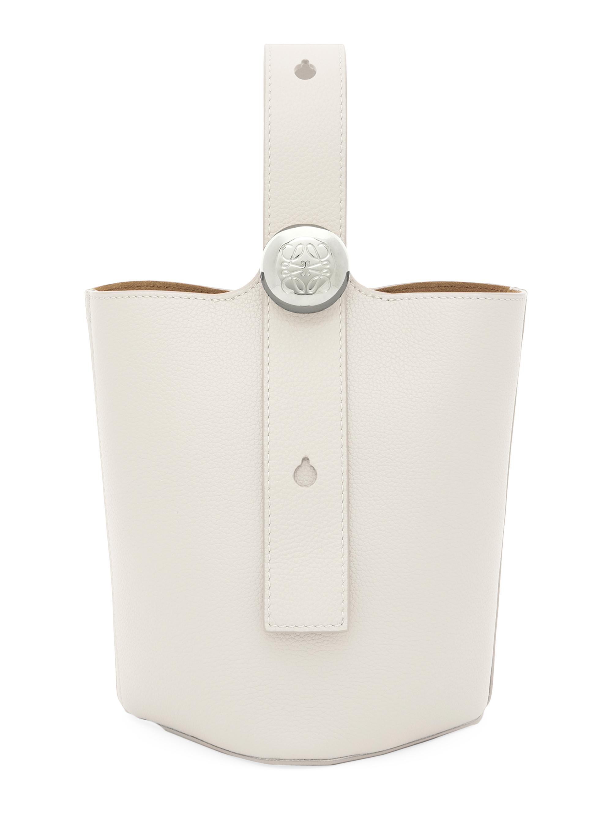 Women's Mini Pebble Leather Bucket Bag - Soft White