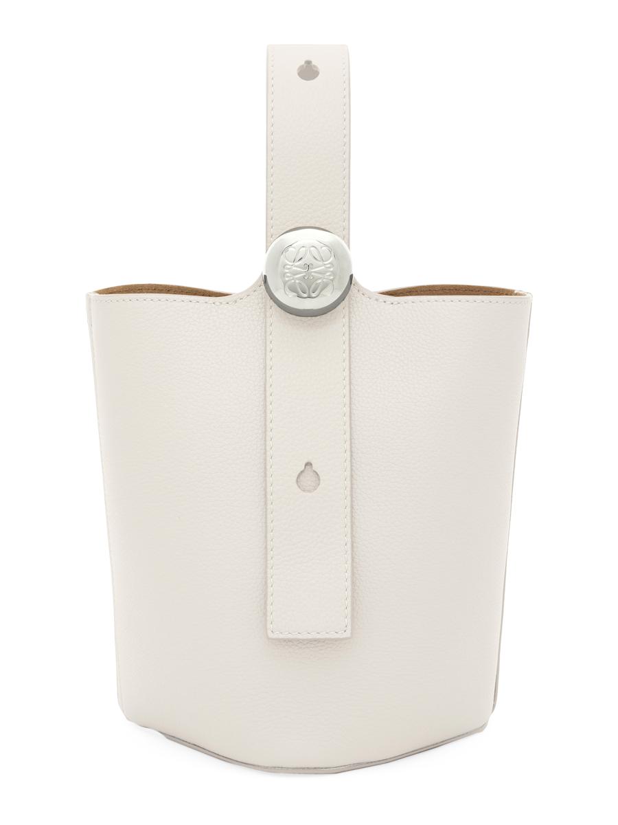 Loewe Women's Mini Pebble Leather Bucket Bag In White