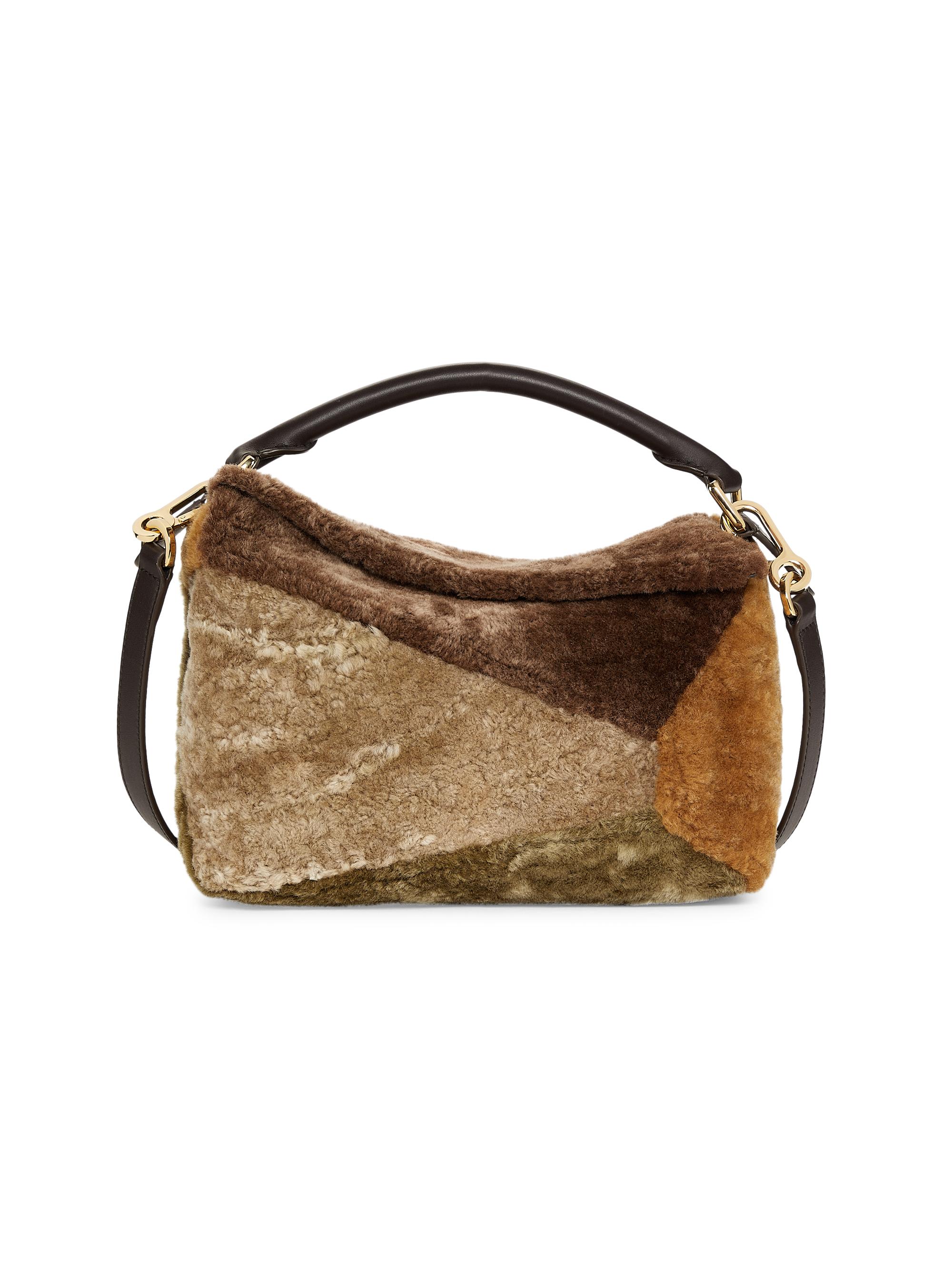LOEWE Women's  Puzzle Edge Dyed Shearling Shoulder Bag