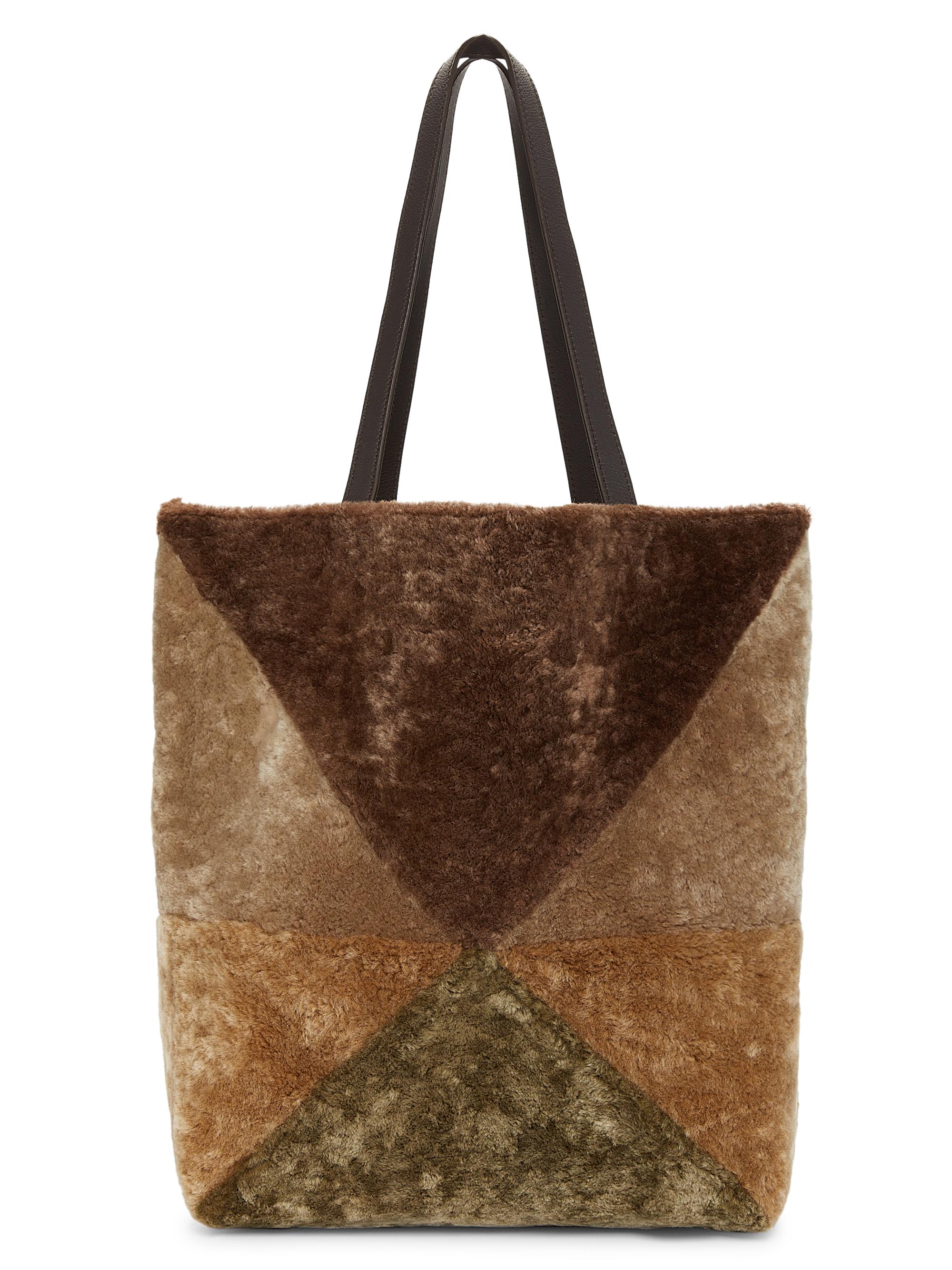 LOEWE Women's Puzzle Fold Shearling Tote Bag