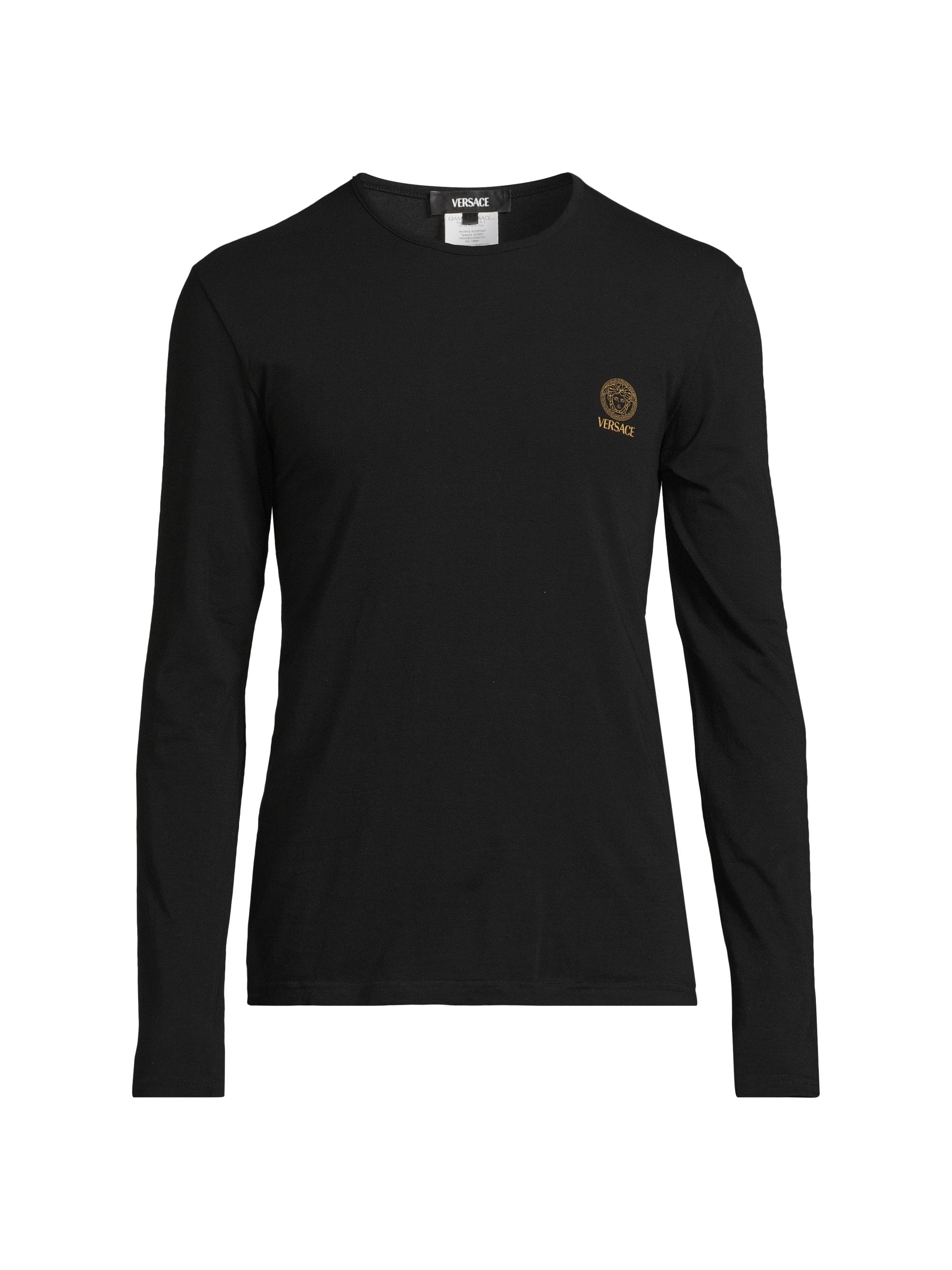 Versace Men's Topeka Jersey Long-Sleeve T-Shirt - Black
