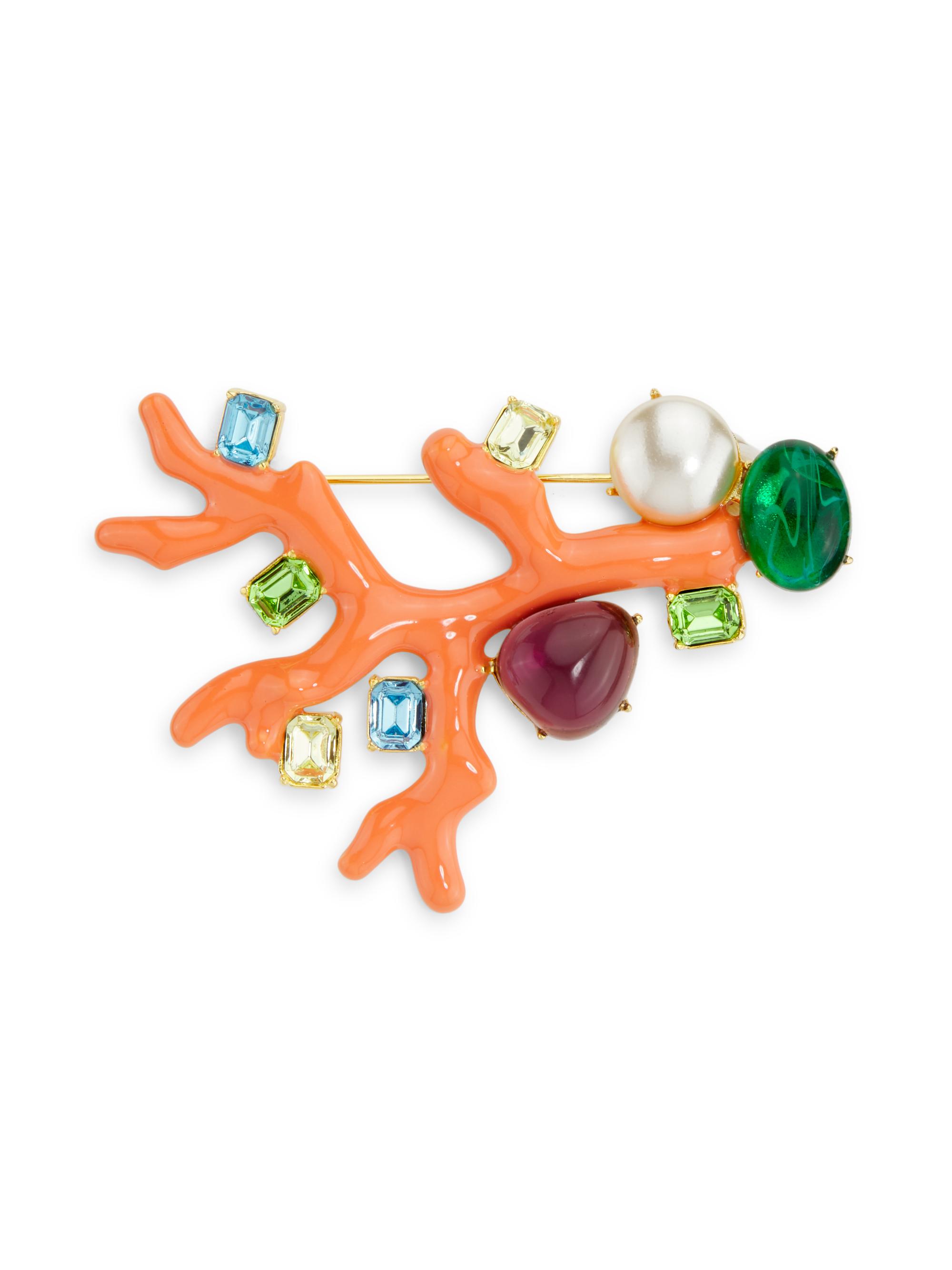 Kenneth Jay Lane Women's Coral Branch Enamel & Multi-Stone Brooch - Coral