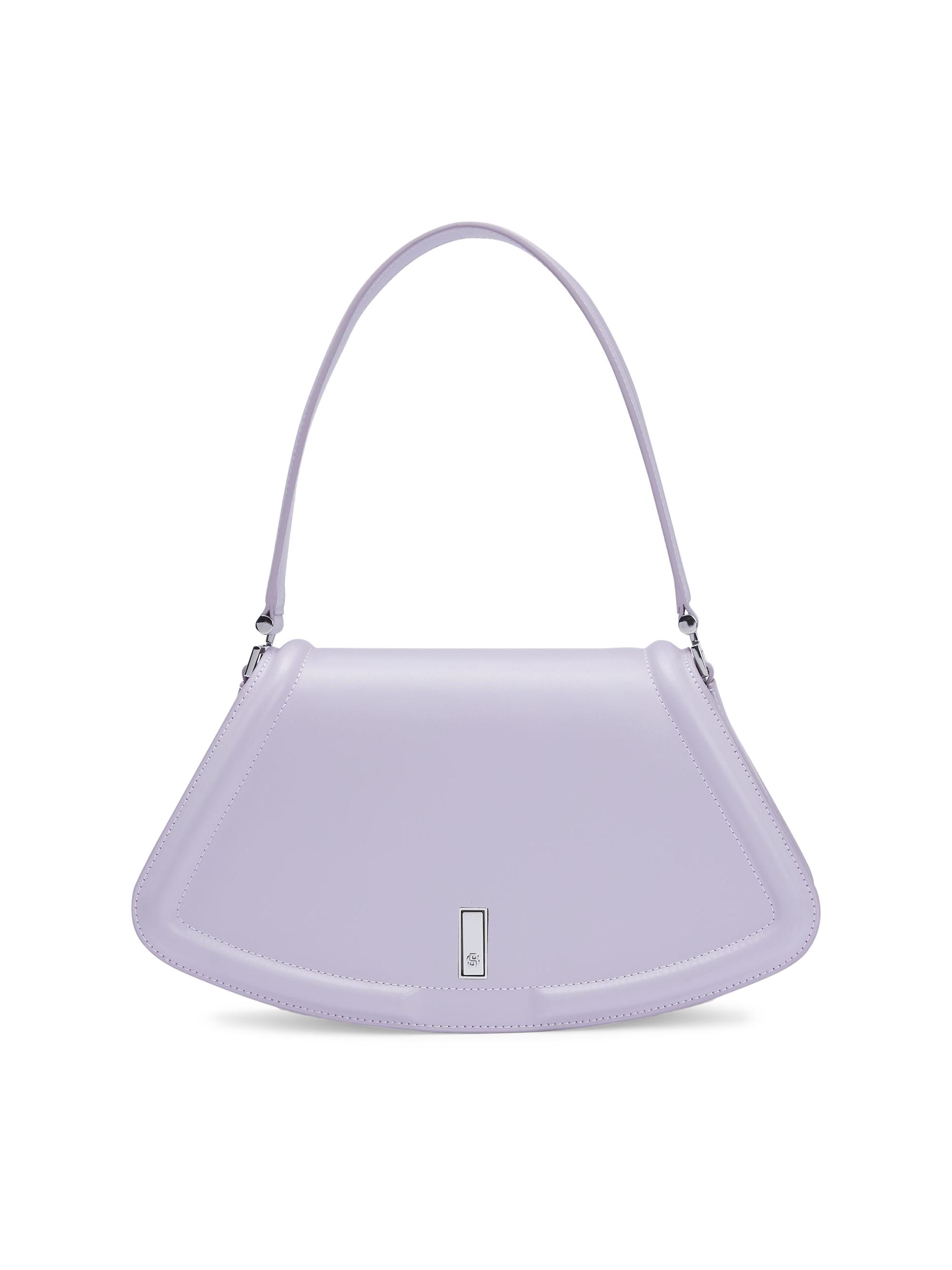 BOSS Women's Leather Shoulder Bag with Signature Hardware - Purple