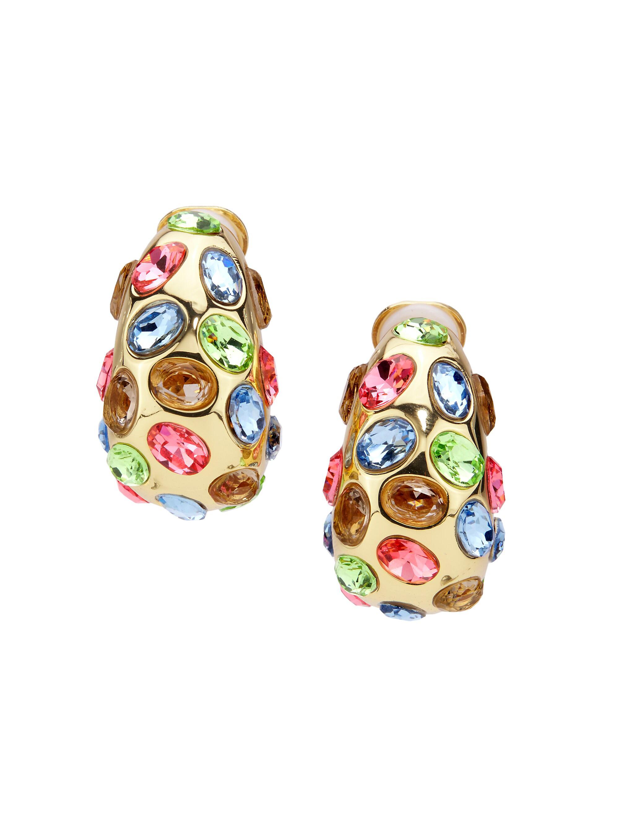 Kenneth Jay Lane Women's Goldtone Multi-Pastel-Gemstone Domed Clip-On Earrings - Gold Pastel Multi