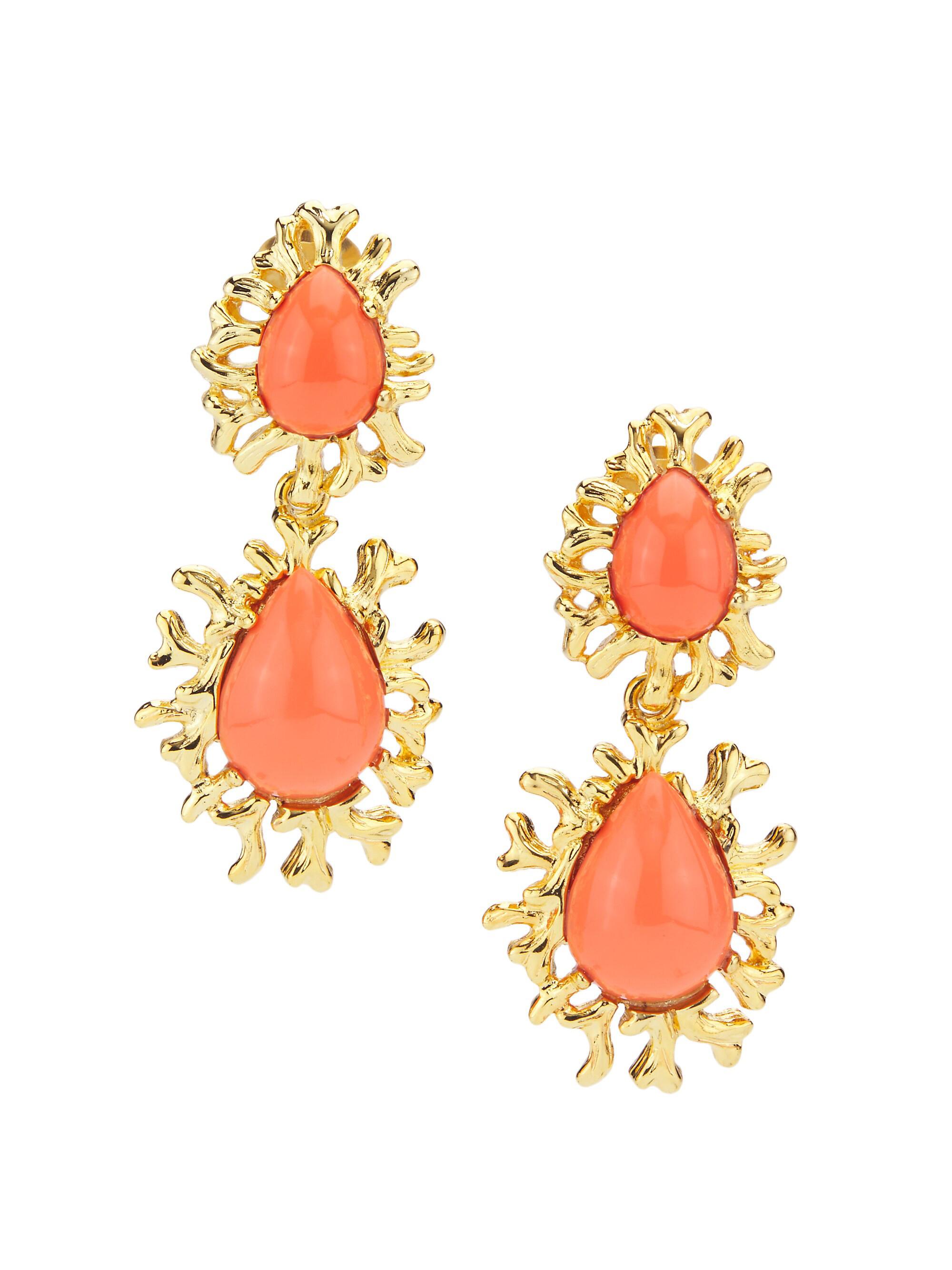 Kenneth Jay Lane Women's Sea Branch Goldtone & Imitation Pearl Drop Clip-On Earrings - Gold Coral