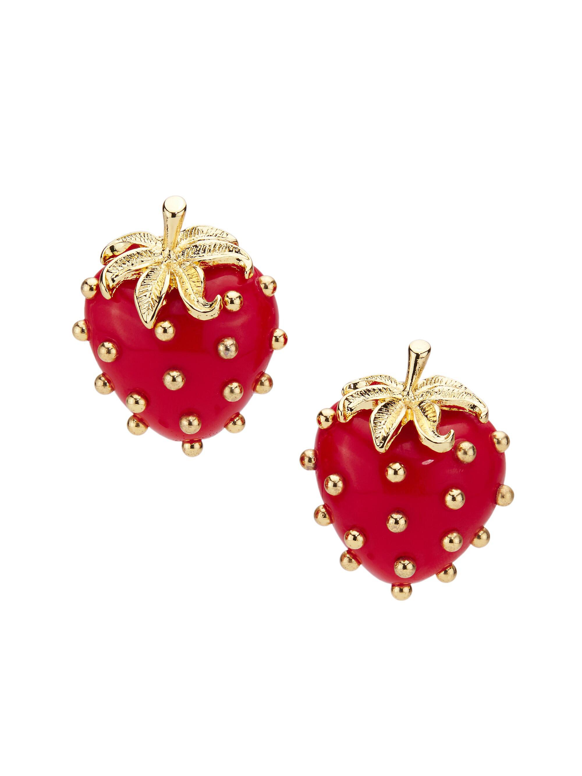 Kenneth Jay Lane Women's Goldtone & Enamel Strawberry Clip-On Earrings - Red