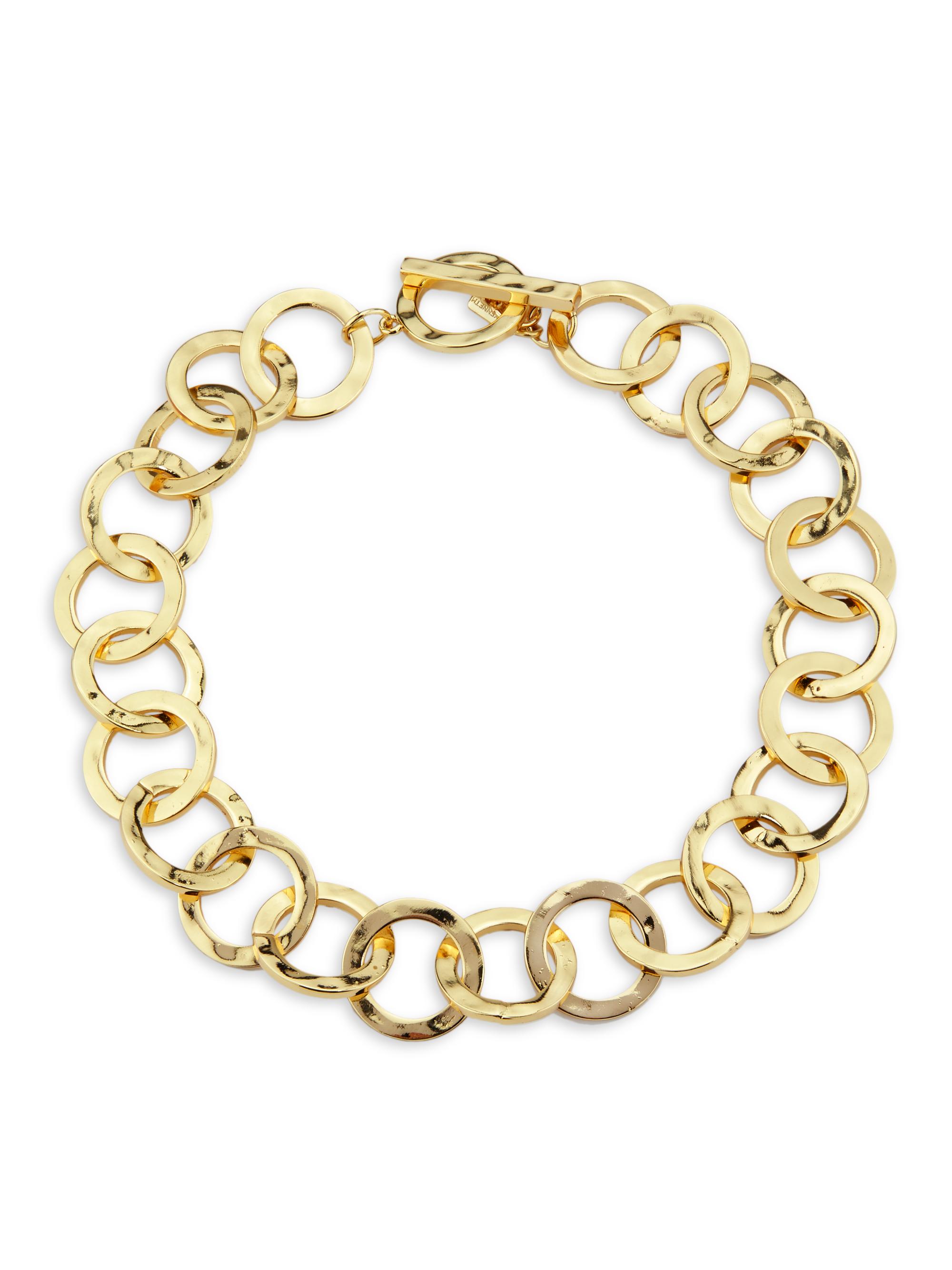 Kenneth Jay Lane Women's Goldtone Textured Circle Link Toggle Necklace - Gold