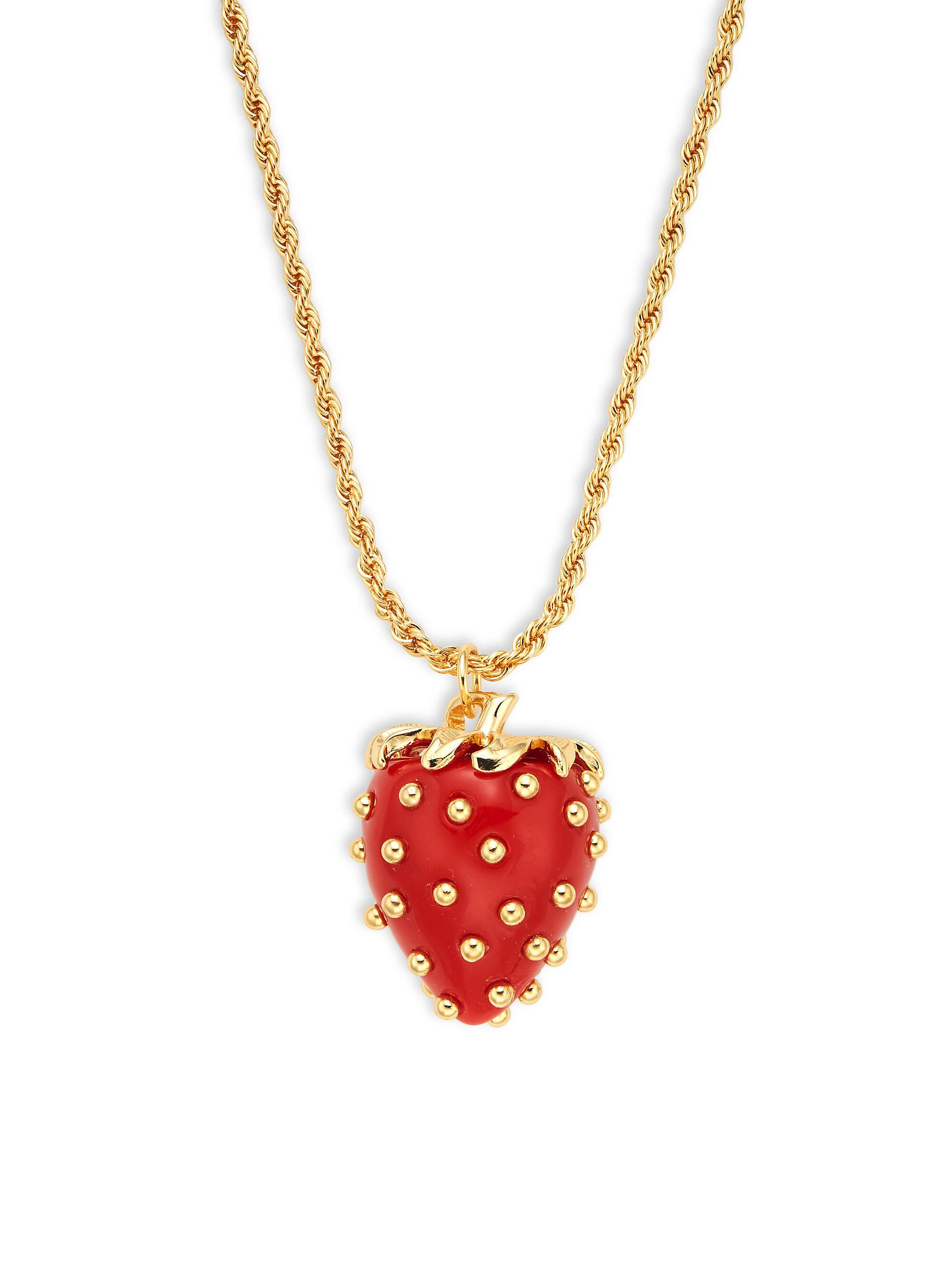 Kenneth Jay Lane Strawberry Goldtone Pendant Necklace | Saks Fifth