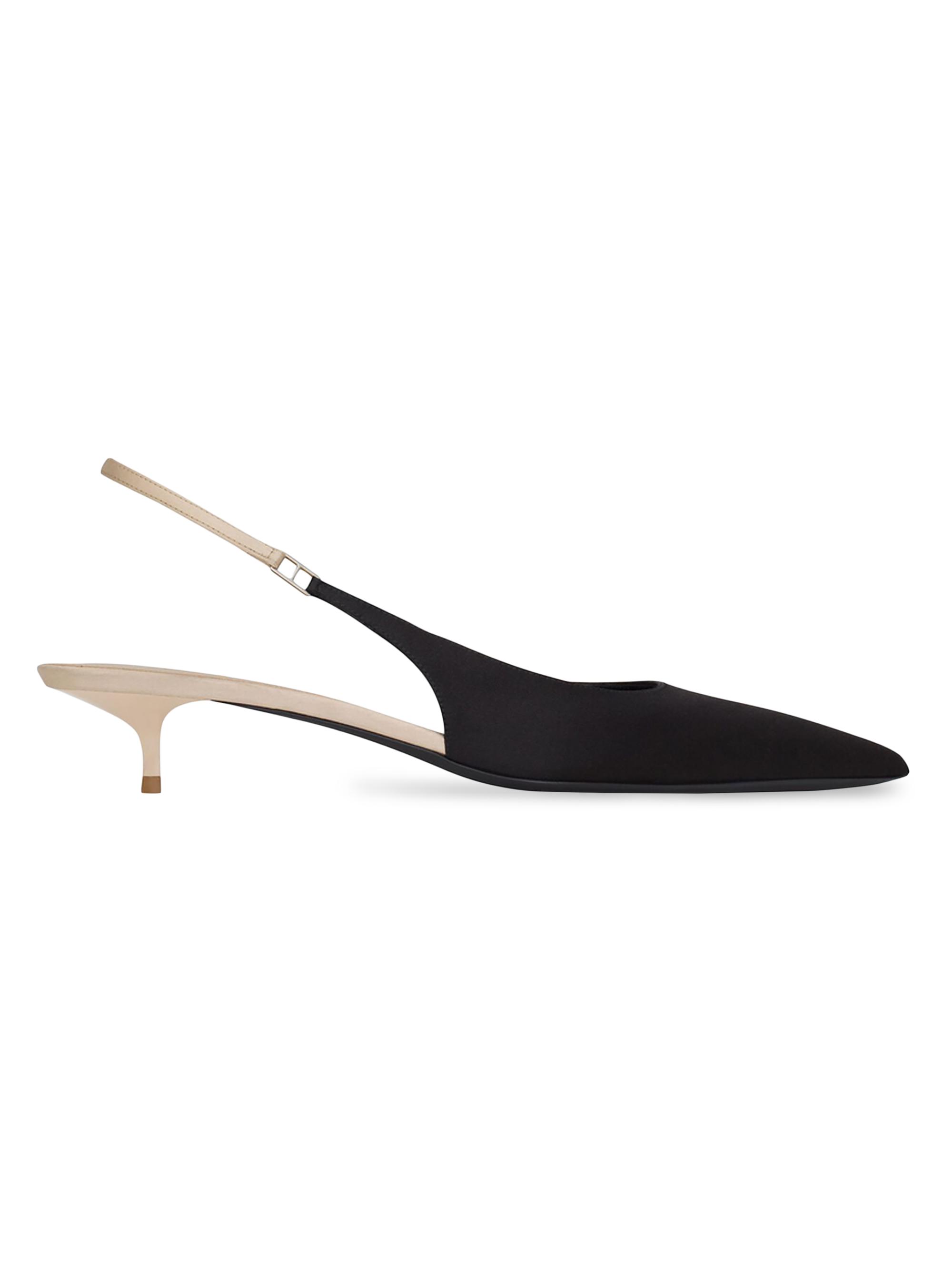 Saint Laurent Women's Cherish Slingback Pumps in Satin Crepe - Black