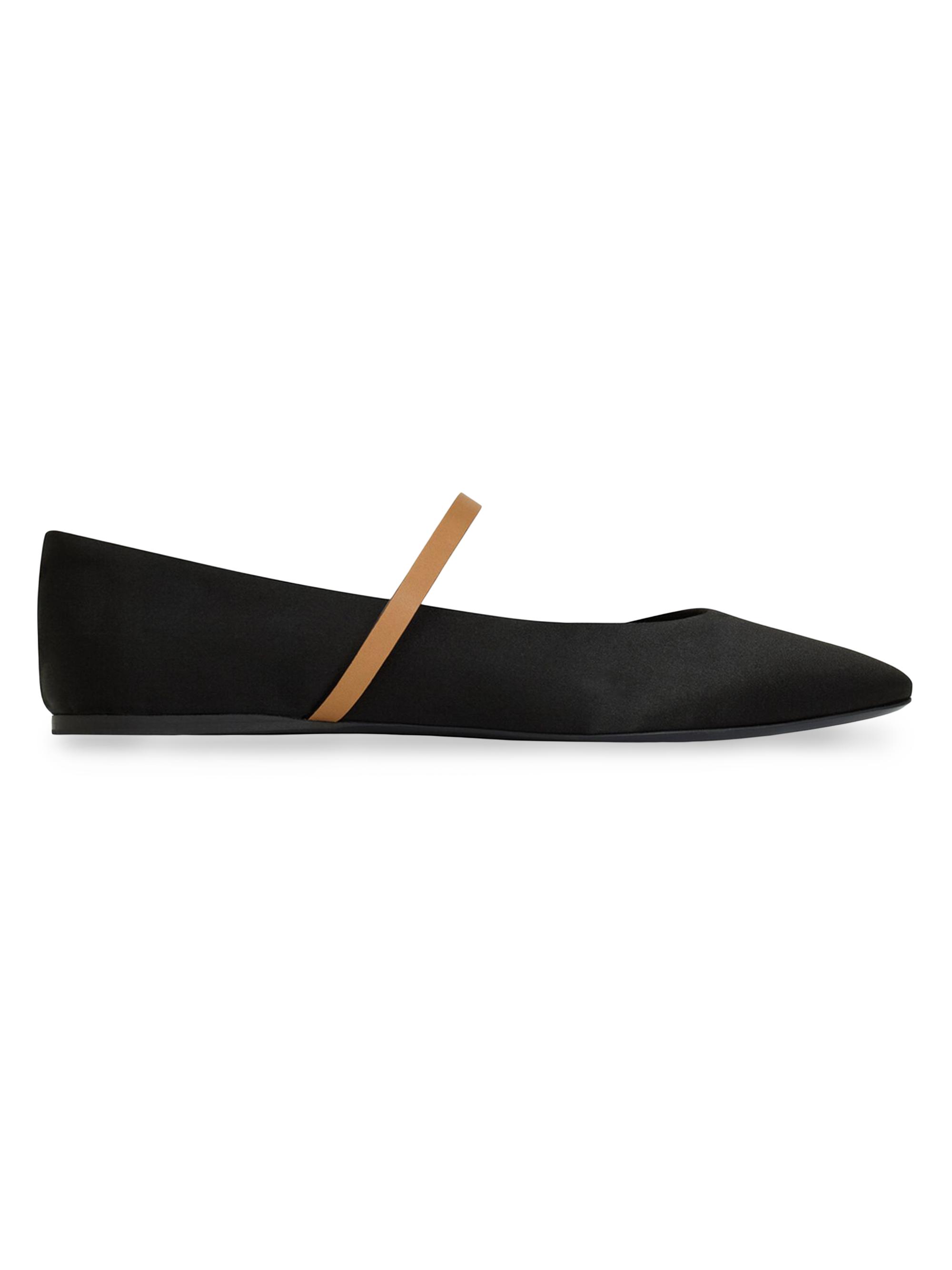 Saint Laurent Women's Gio Ballet Flats in Satin Crepe - Black And Brown Gold