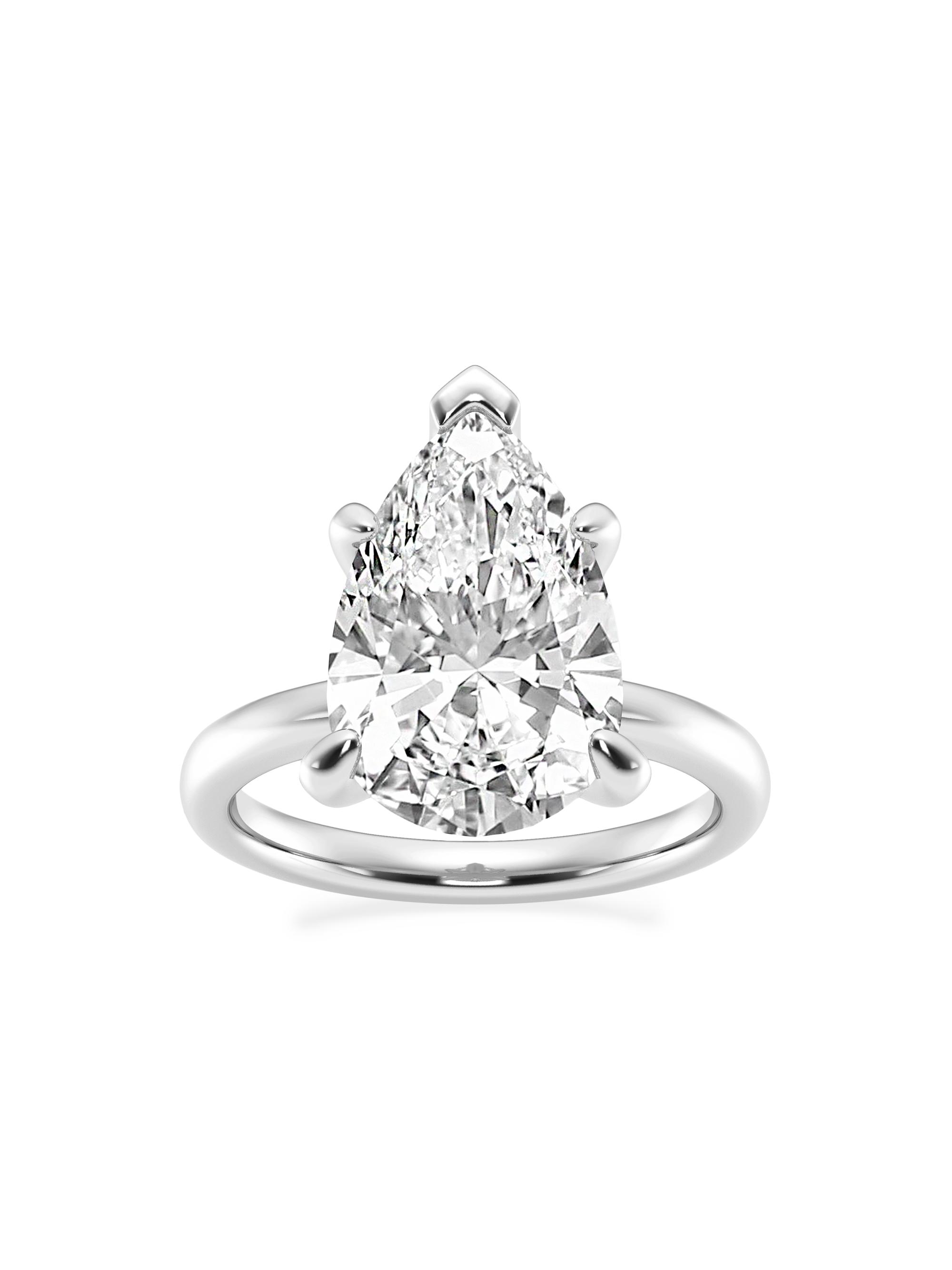 Saks Fifth Avenue Collection Women's Platinum & Pear-Cut Lab-Grown Diamond Solitaire Ring/0.50-5.00 TCW - 5 Tcw