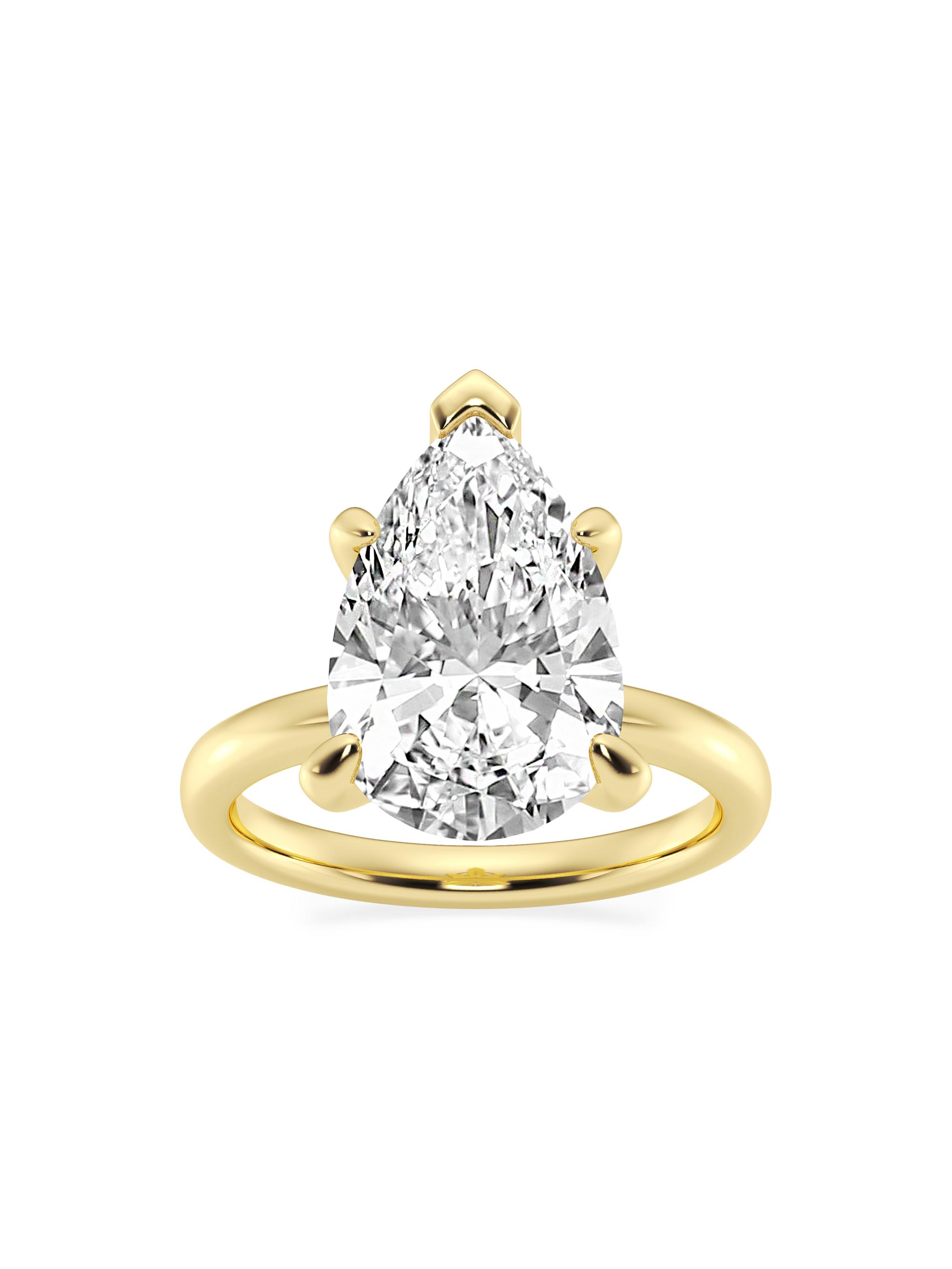 Saks Fifth Avenue Collection Women's 14K Yellow Gold & Pear-Cut Lab-Grown Diamond Solitaire Ring/0.50-5.00 TCW - 5 Tcw