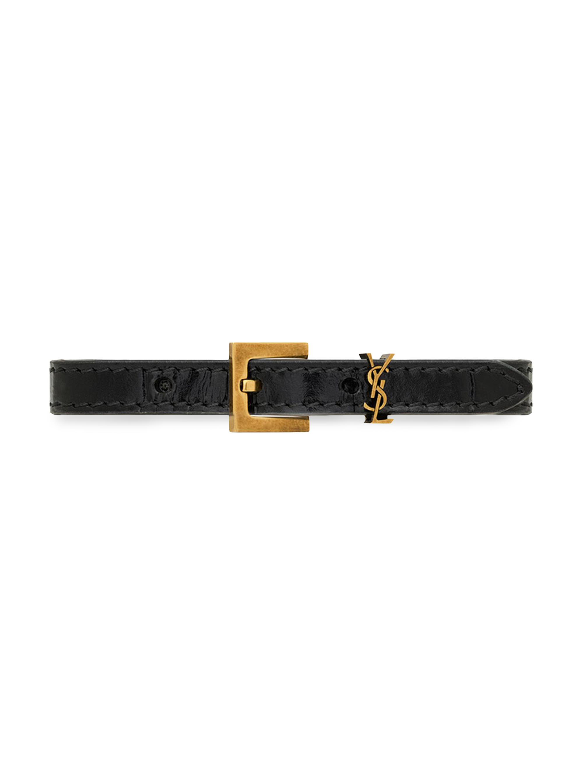 Saint Laurent Women's Cassandre Belt Bracelet in Leather - Black