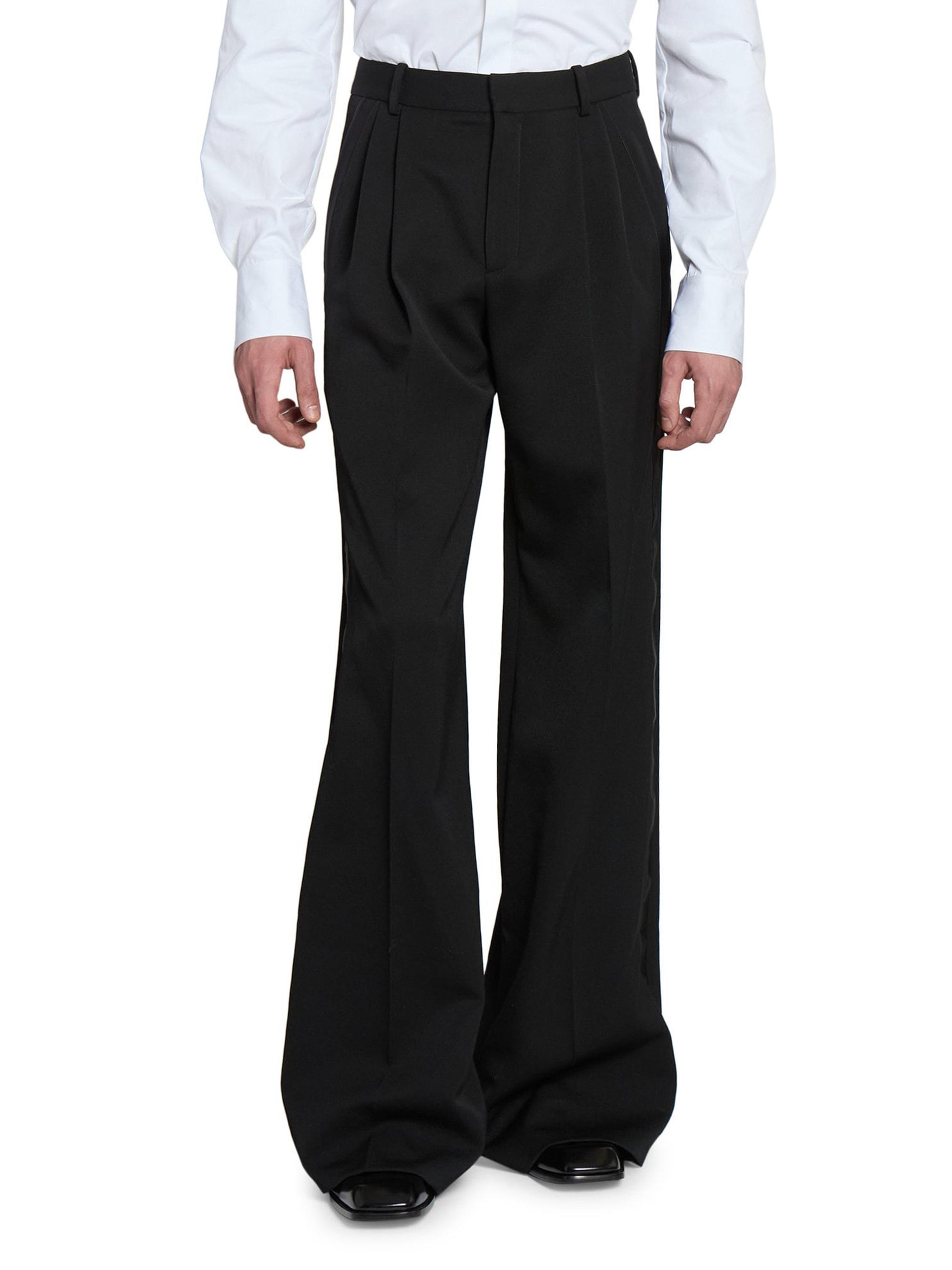 Saint Laurent Wide-Leg Tuxedo Pants in Grain De Poudre | Saks
