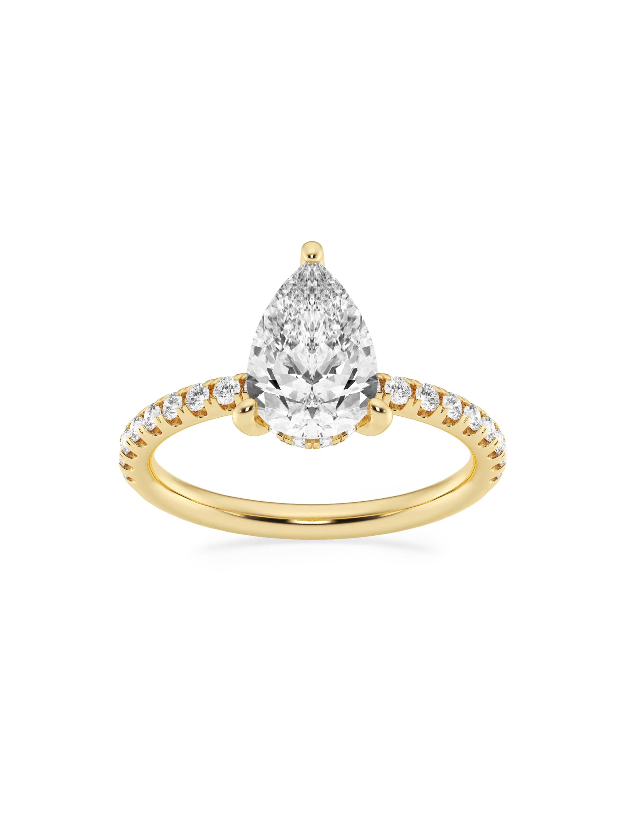 Saks Fifth Avenue Collection Women's 14K Yellow Gold & Pear-Cut Lab-Grown Diamond Hidden Halo Ring/0.80-3.41 TCW - 2.4 Tcw