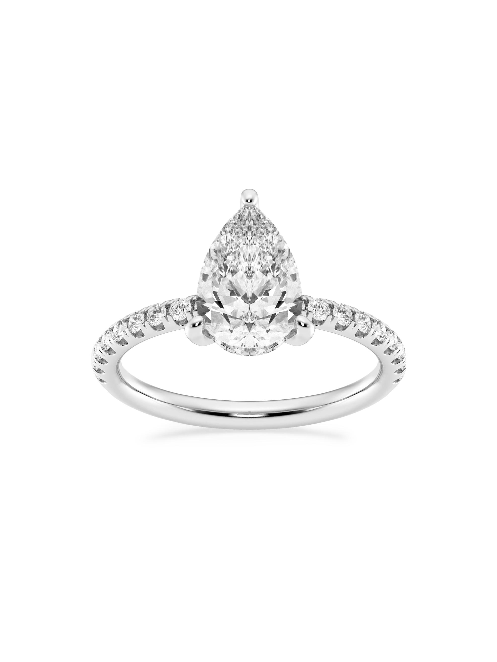 Saks Fifth Avenue Collection Women's Platinum & Pear-Cut Lab-Grown Diamond Hidden Halo Ring/0.80-3.41 TCW - 2.4 Tcw