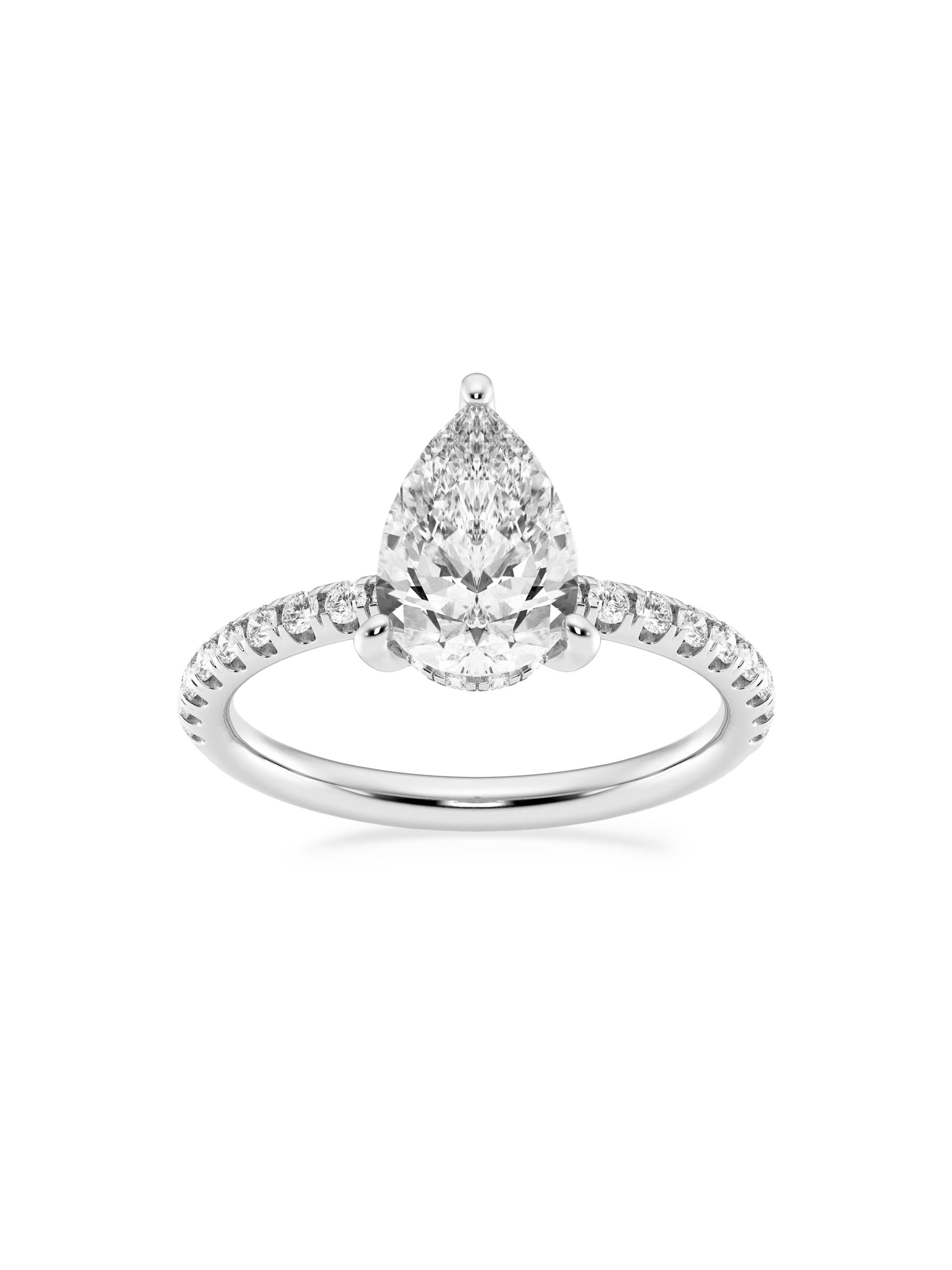 Saks Fifth Avenue Collection Women's 14K White Gold & Pear-Cut Lab-Grown Diamond Hidden Halo Ring/0.80-3.41 TCW - 2.4 Tcw