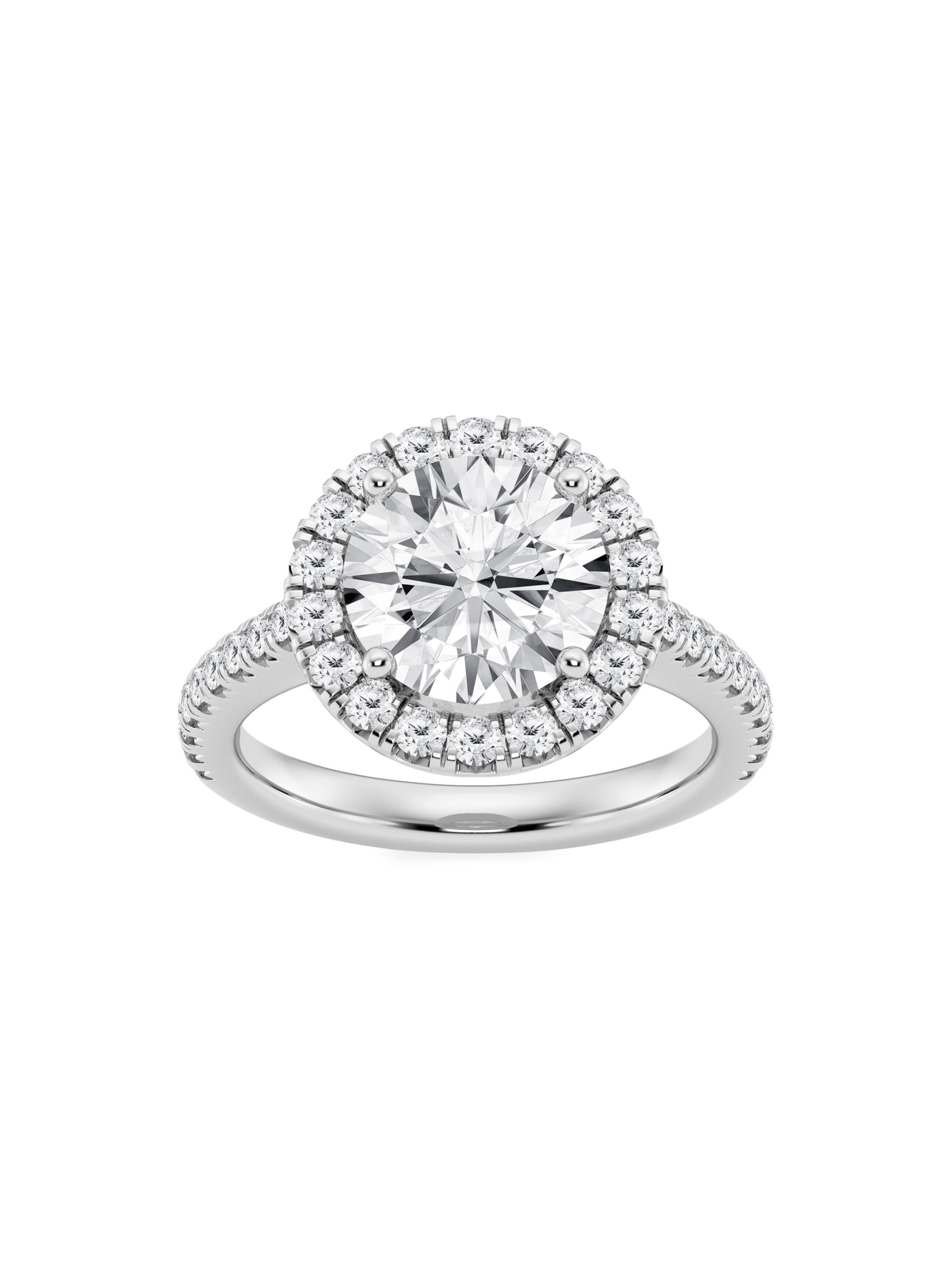 Saks Fifth Avenue Collection Women's Platinum & Round Lab-Grown Diamond Halo Ring/1.30-3.60 TCW - 3.6 Tcw