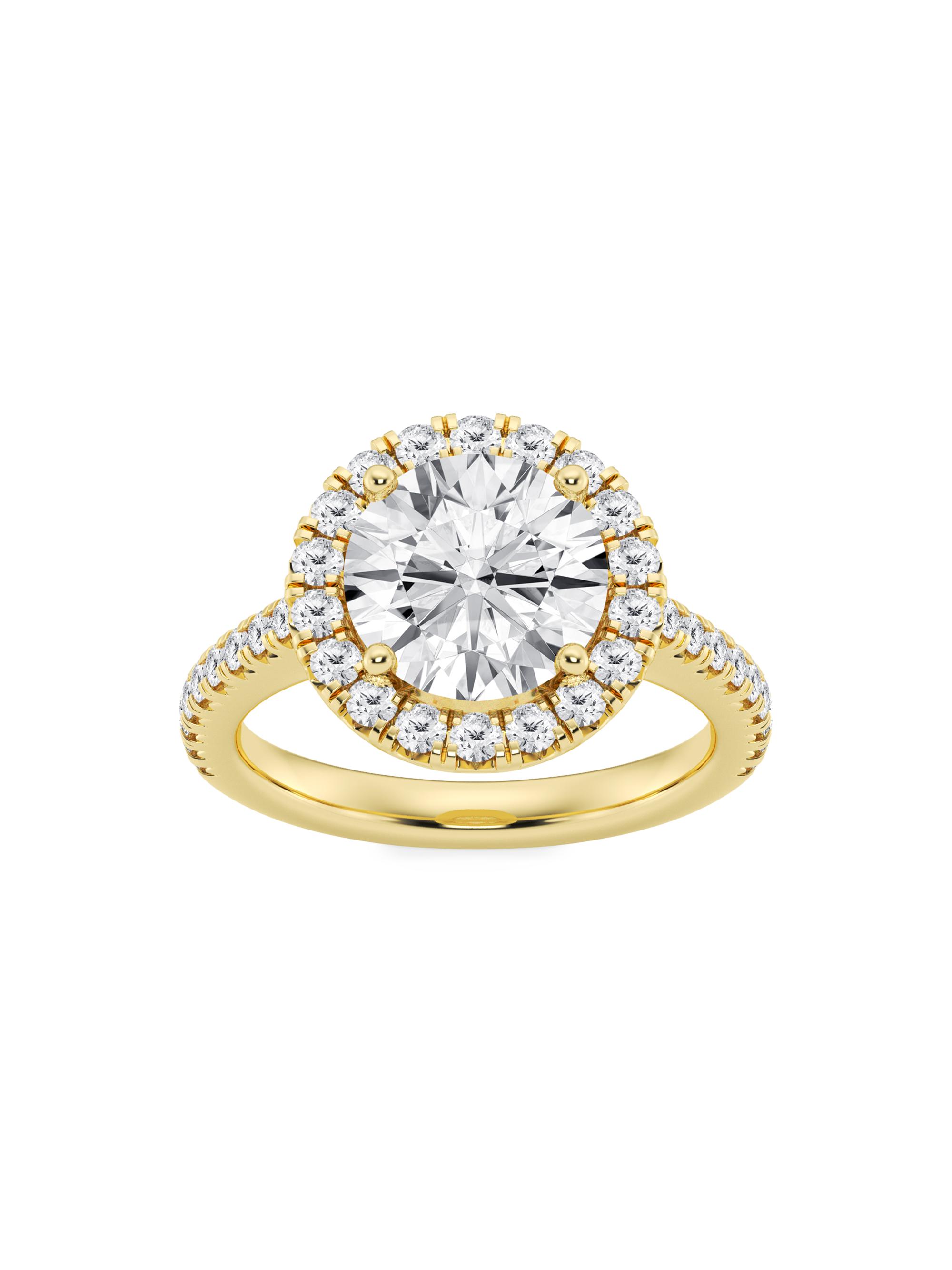 Saks Fifth Avenue Collection Women's 14K Yellow Gold & Round Lab-Grown Diamond Halo Ring/1.30-3.60 TCW - 3.6 Tcw