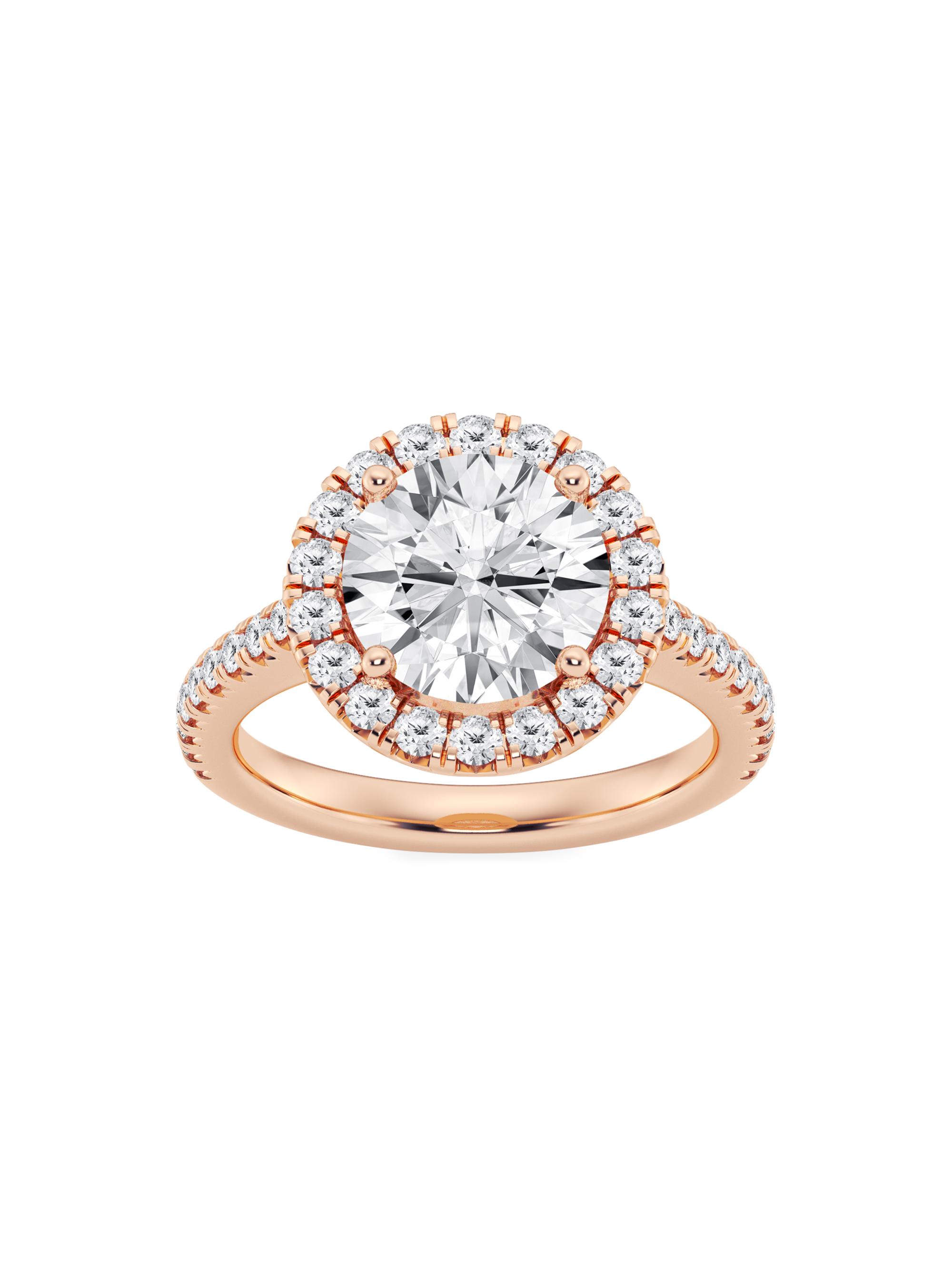 Saks Fifth Avenue Collection Women's 14K Rose Gold & Round Lab-Grown Diamond Halo Ring/1.30-3.60 TCW - 3.6 Tcw