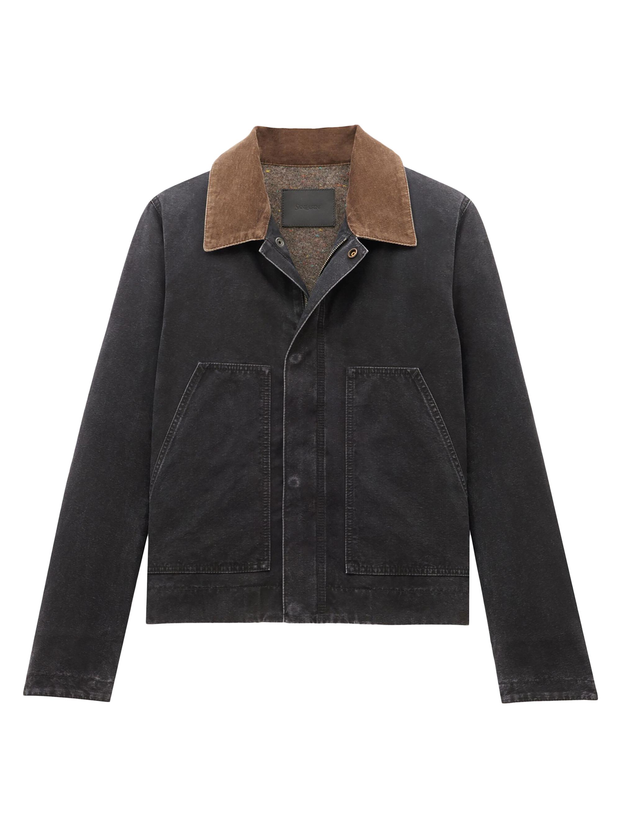 ジャケット・アウター LOHEN V COLLAR LIGHT JACKET BLACK 25SS Saint Laurent Work Jacket in Cotton Canvas and Corduroy | Saks