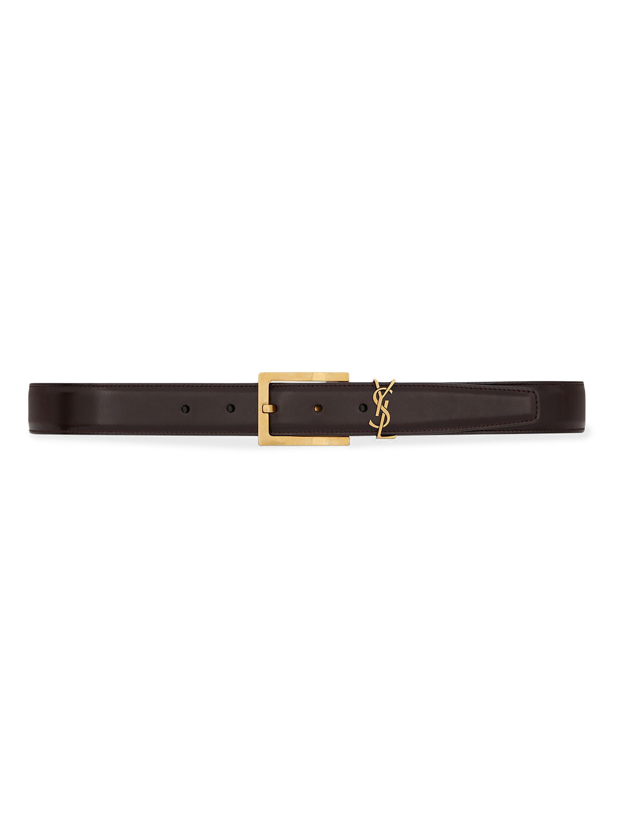 Saint Laurent Women's Cassandre Belt in Shiny Leather - Spiced Apple