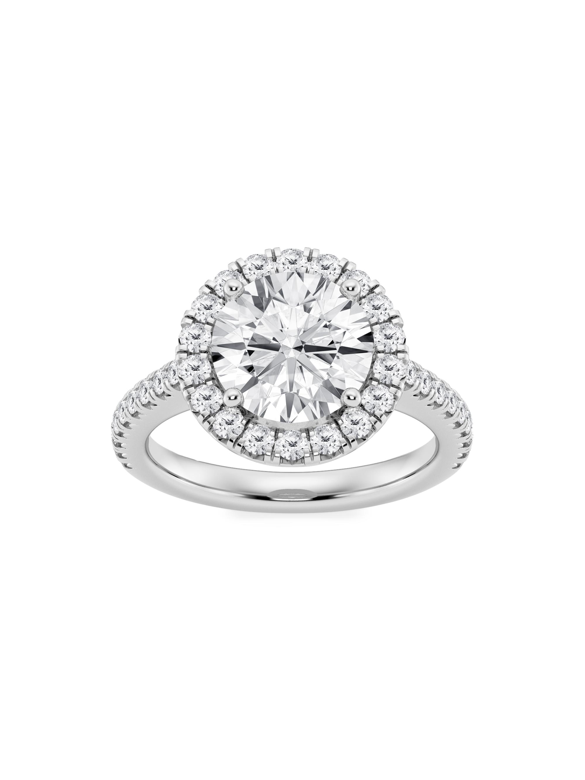 Saks Fifth Avenue Collection Women's 14K White Gold & Round Lab-Grown Diamond Halo Ring/1.30-3.60 TCW - 3.6 Tcw