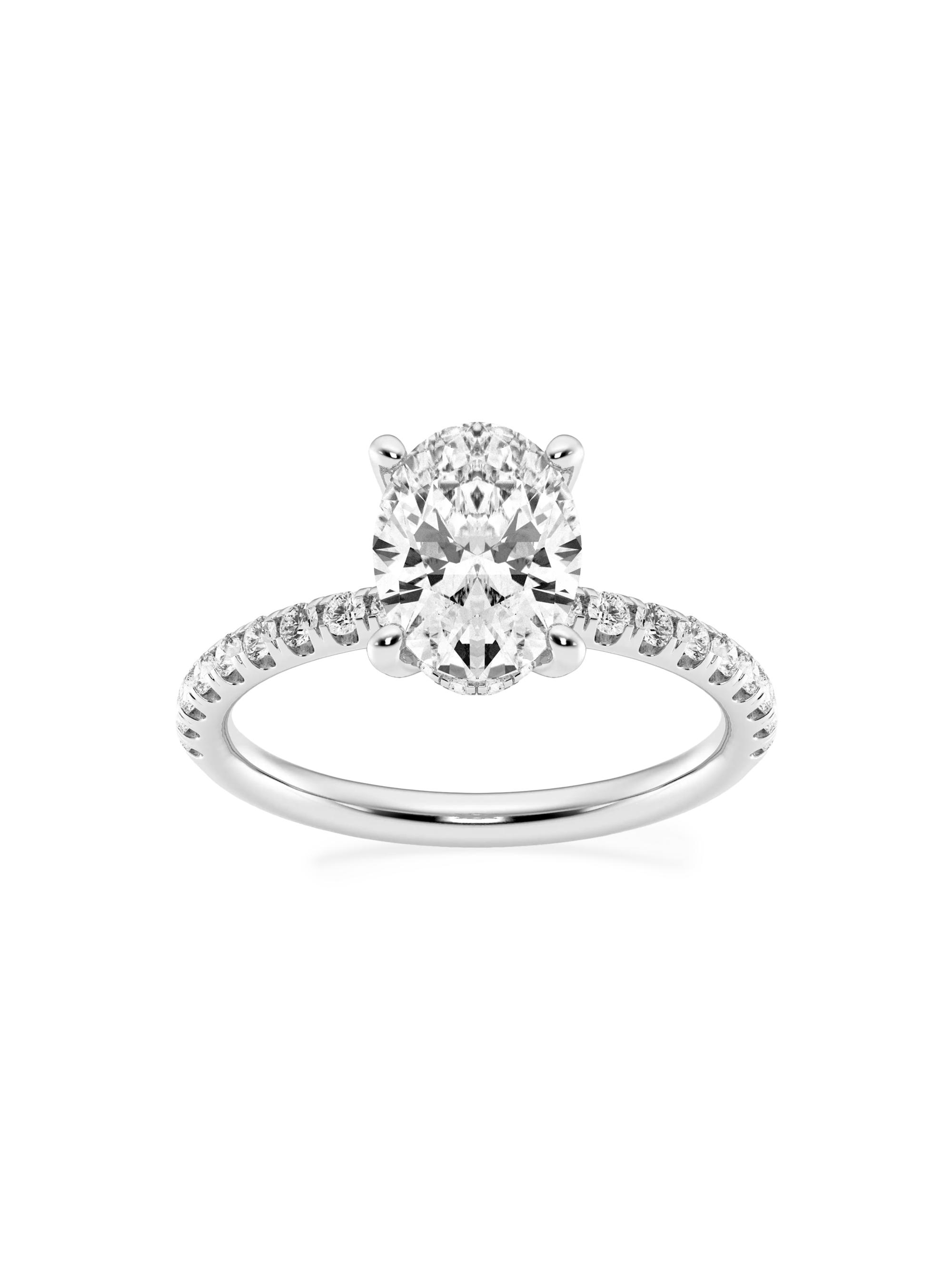Saks Fifth Avenue Collection Women's Platinum & Oval Lab-Grown Diamond Hidden Halo Ring/0.80-3.41 TCW - 2.4 Tcw