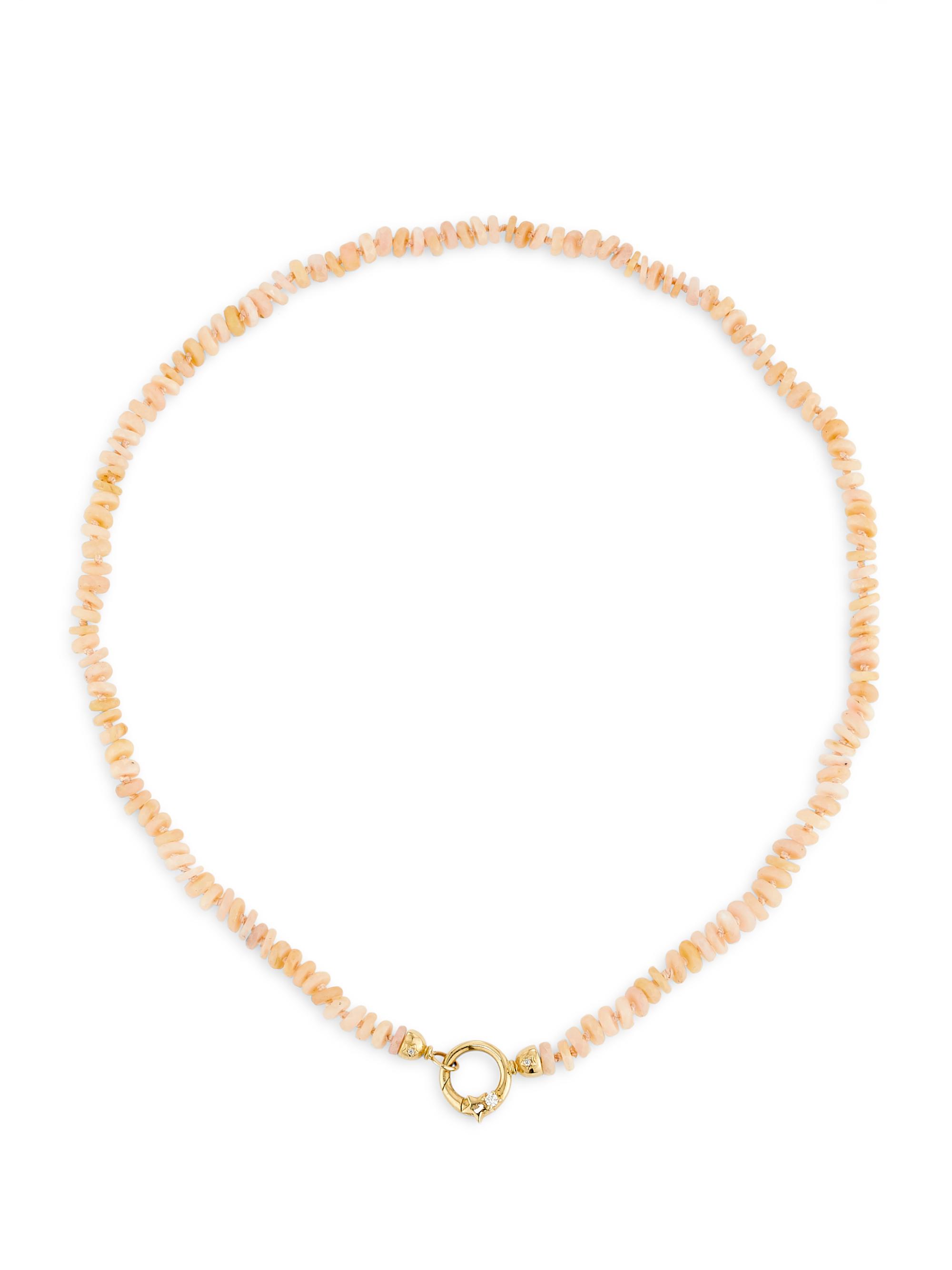 Andrea Fohrman Women's Shooting Star 10K Yellow Gold, Pink Opal & TCW Diamond Necklace - Pink Opal
