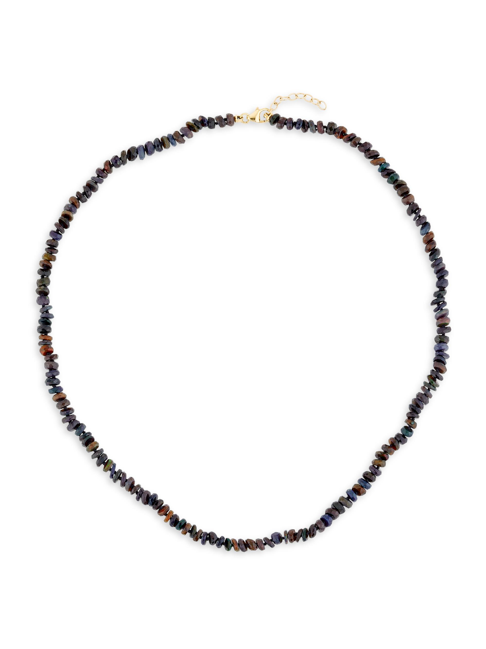 Andrea Fohrman Women's Beaded 10K Yellow Gold, Black Opal & Silk Necklace - Black Opal