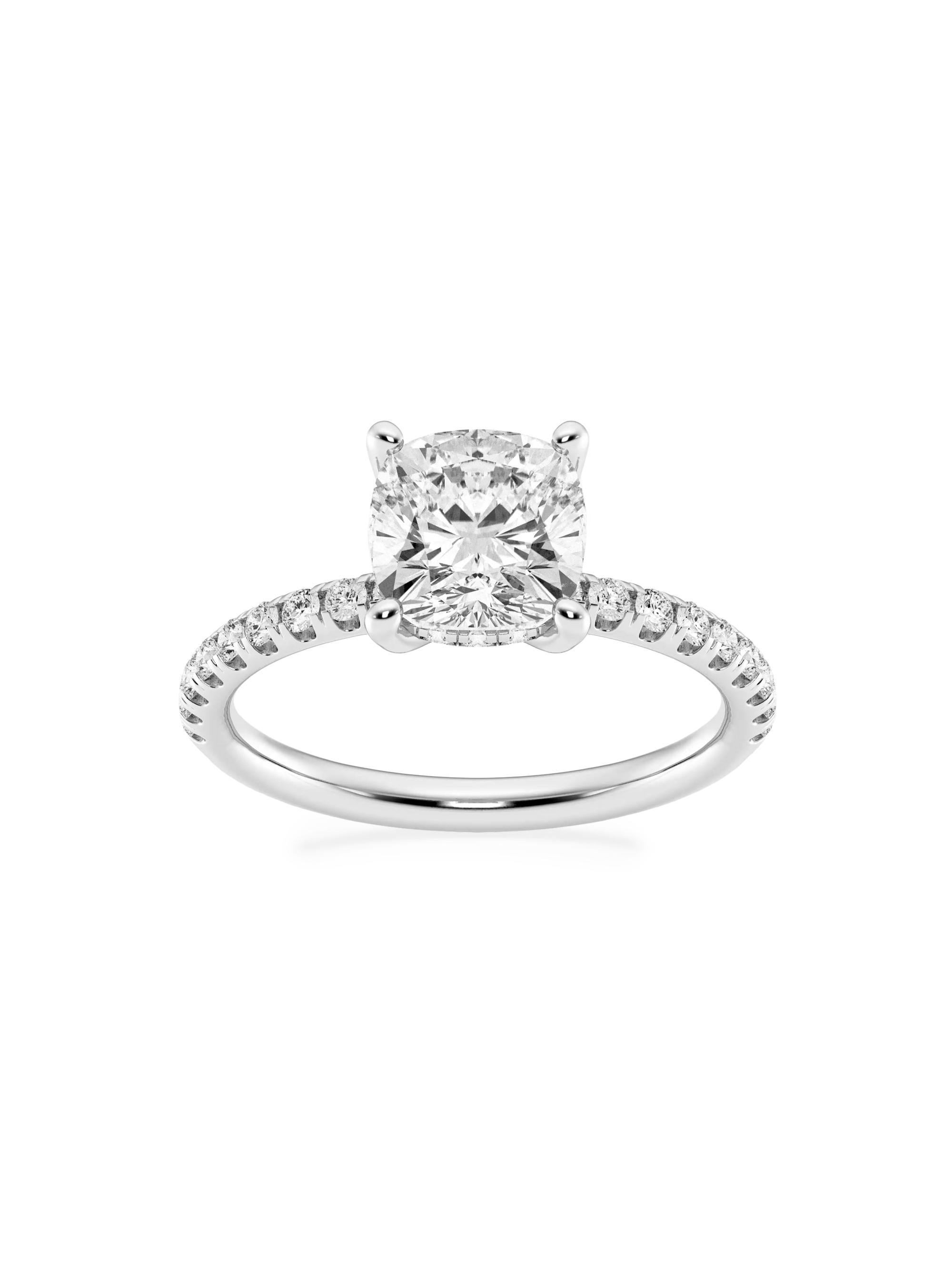 Saks Fifth Avenue Collection Women's Platinum & Cushion-Cut Lab-Grown Diamond Hidden Halo Ring/0.80-3.41 TCW - 2.4 Tcw