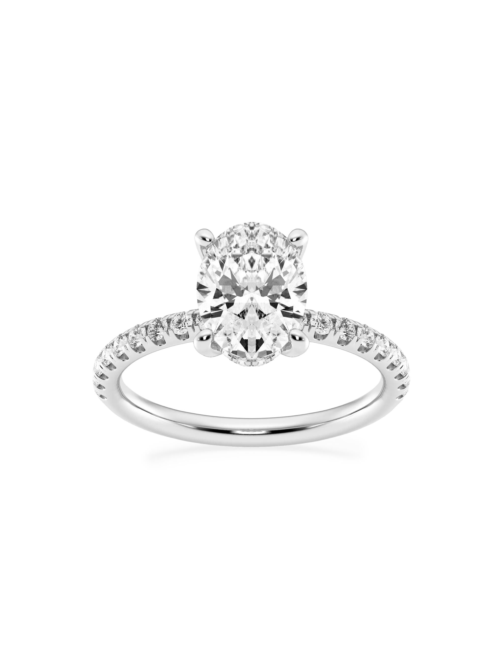 Saks Fifth Avenue Collection Women's 14K White Gold & Oval Lab-Grown Diamond Hidden Halo Ring/0.80-3.41 TCW - 2.4 Tcw