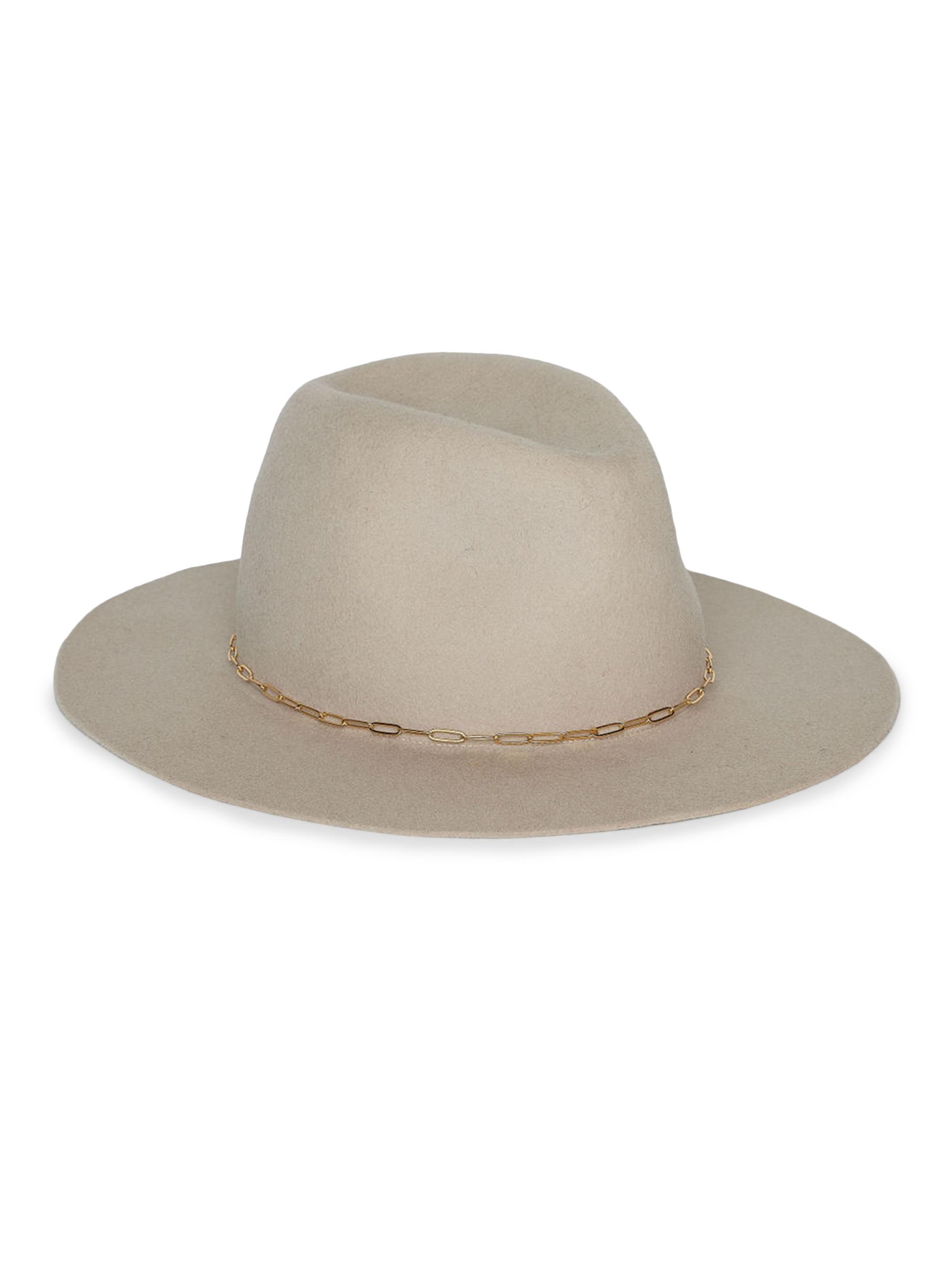 Hat Attack Women's Harper Chain-Link Wool Fedora - Beige Gold