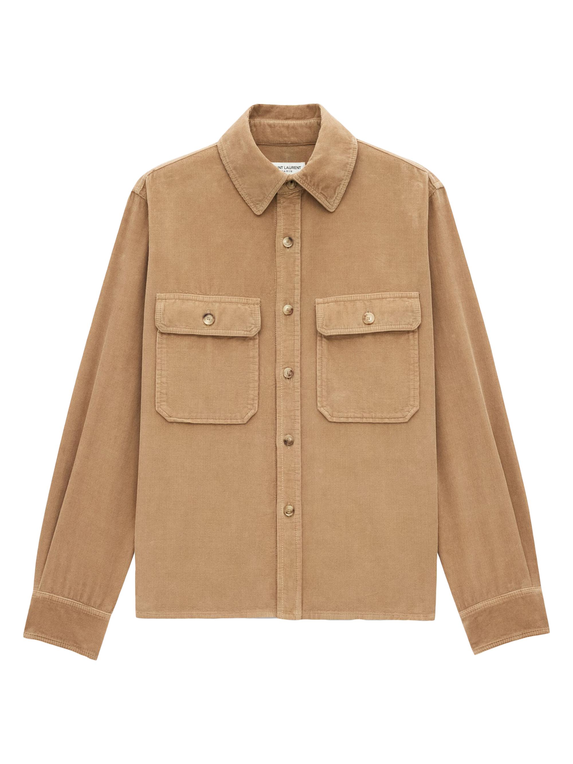 Saint Laurent Men's Overshirt in Corduroy - Dry Wood